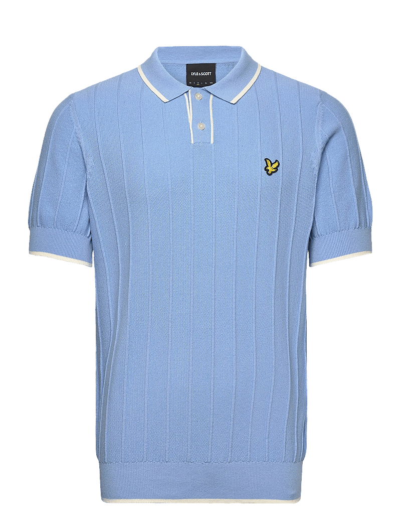 Lyle & Scott - Tipped Pique Knitted Polo - stickade pikéer - w444 chalk blue - 0