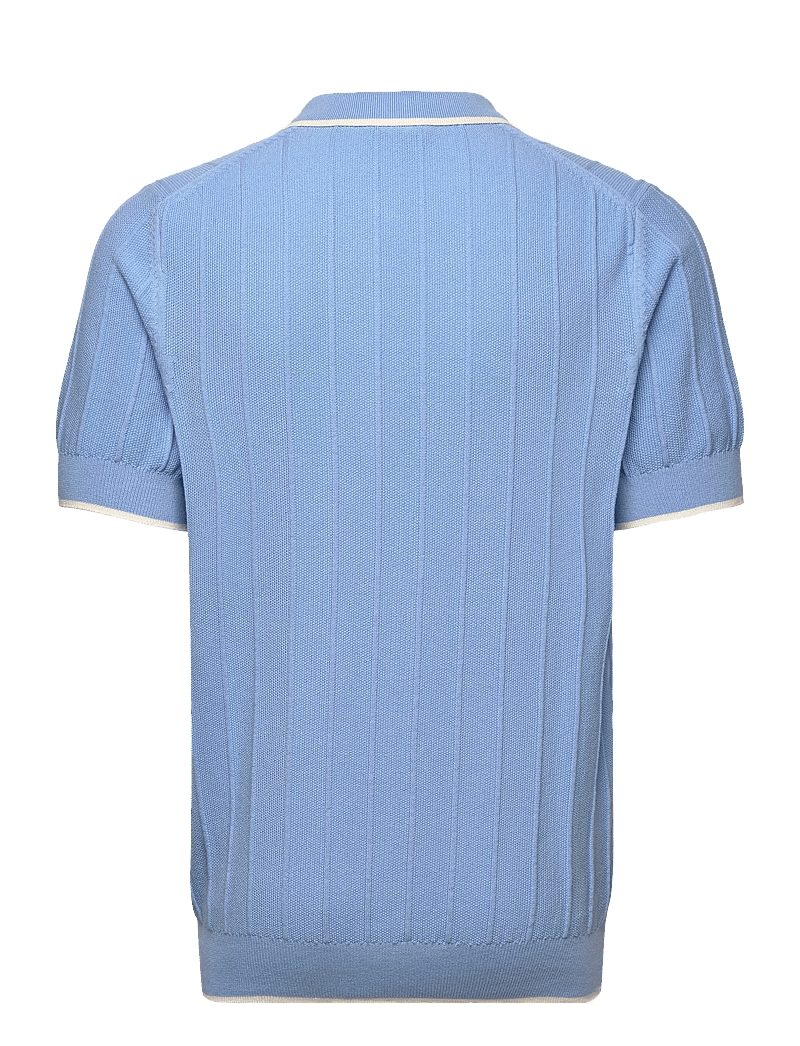 Lyle & Scott - Tipped Pique Knitted Polo - stickade pikéer - w444 chalk blue - 1