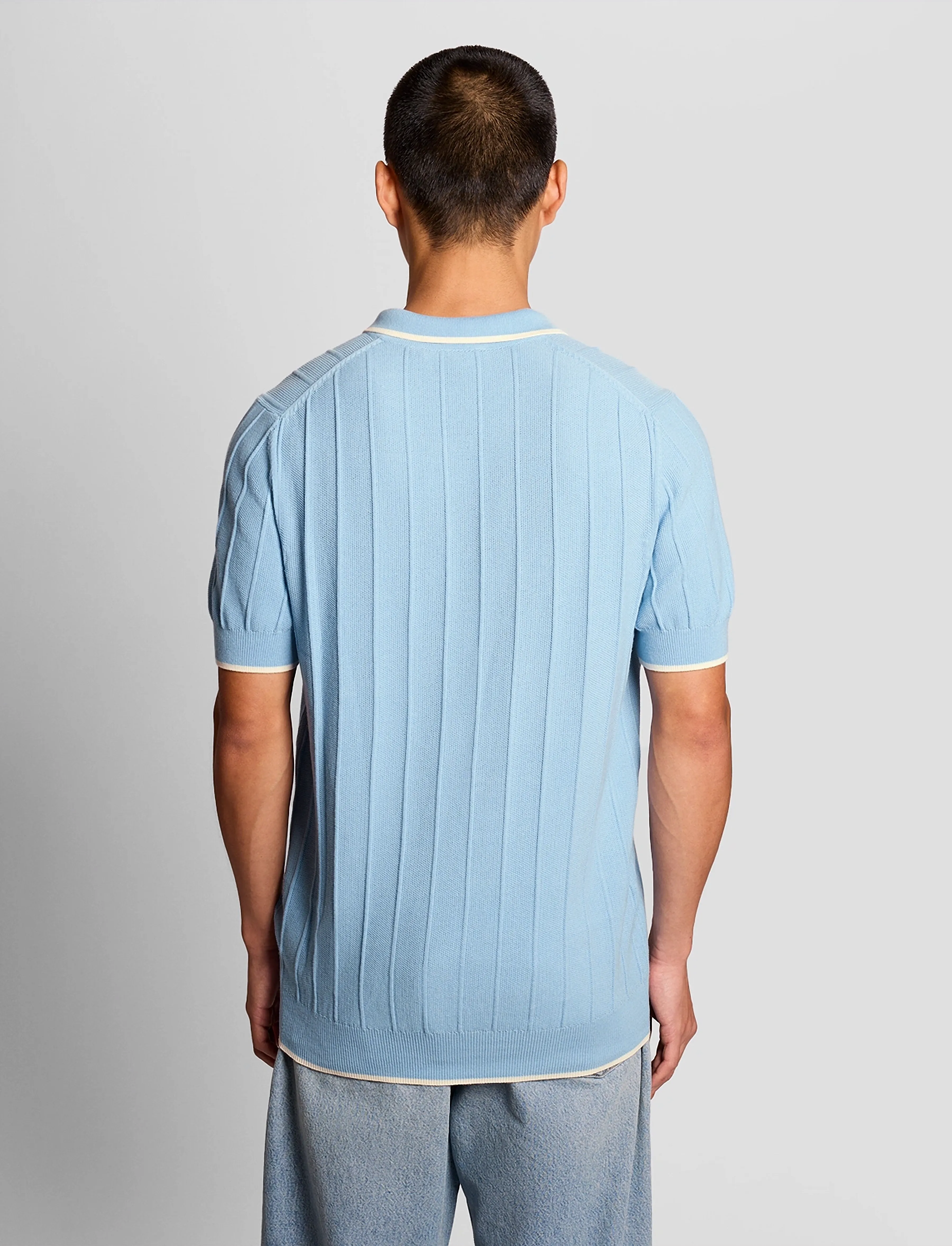 Lyle & Scott - Tipped Pique Knitted Polo - gestrickte polohemden - w444 chalk blue - 3