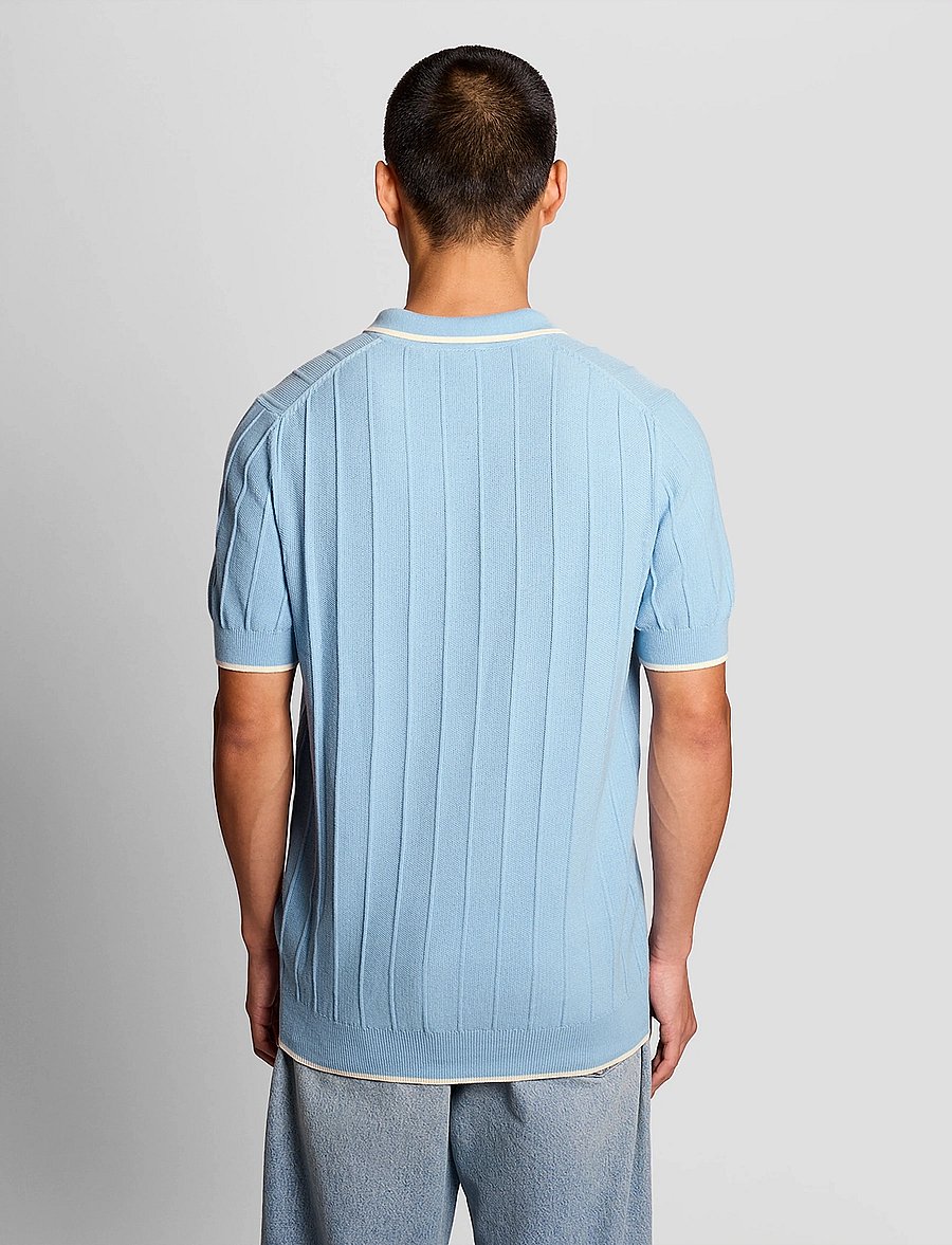 Lyle & Scott - Tipped Pique Knitted Polo - gestrickte polohemden - w444 chalk blue - 3