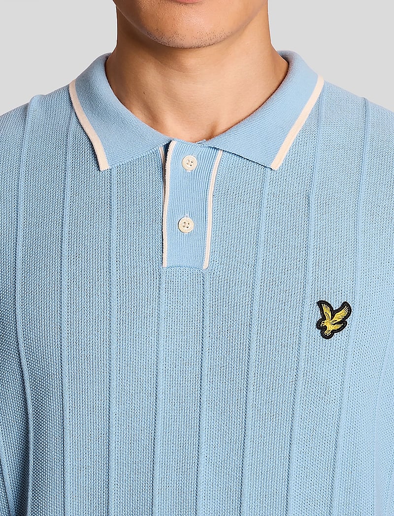 Lyle & Scott - Tipped Pique Knitted Polo - polostrik - w444 chalk blue - 5