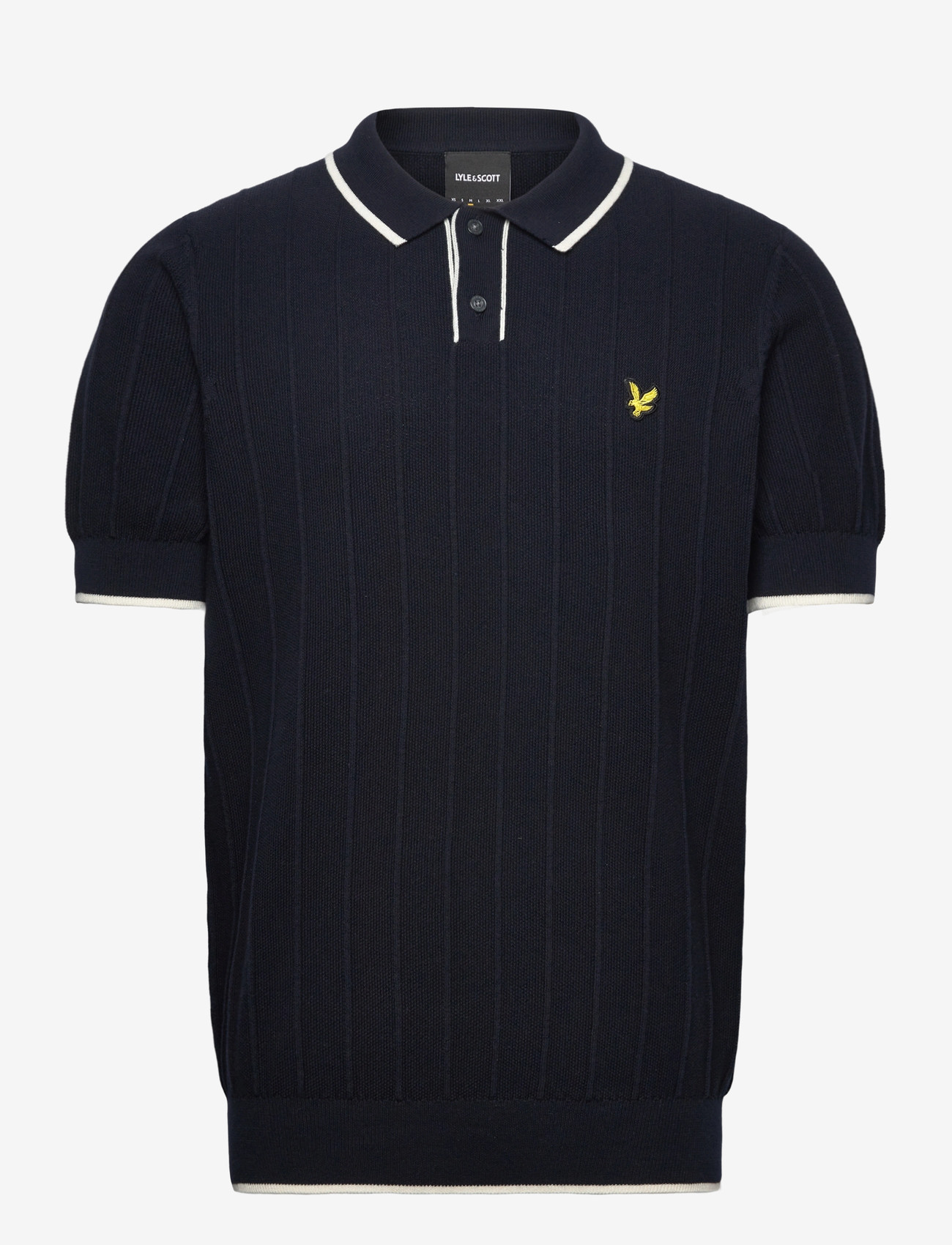 Lyle & Scott - Tipped Pique Knitted Polo - stickade pikéer - z271 dark navy - 0