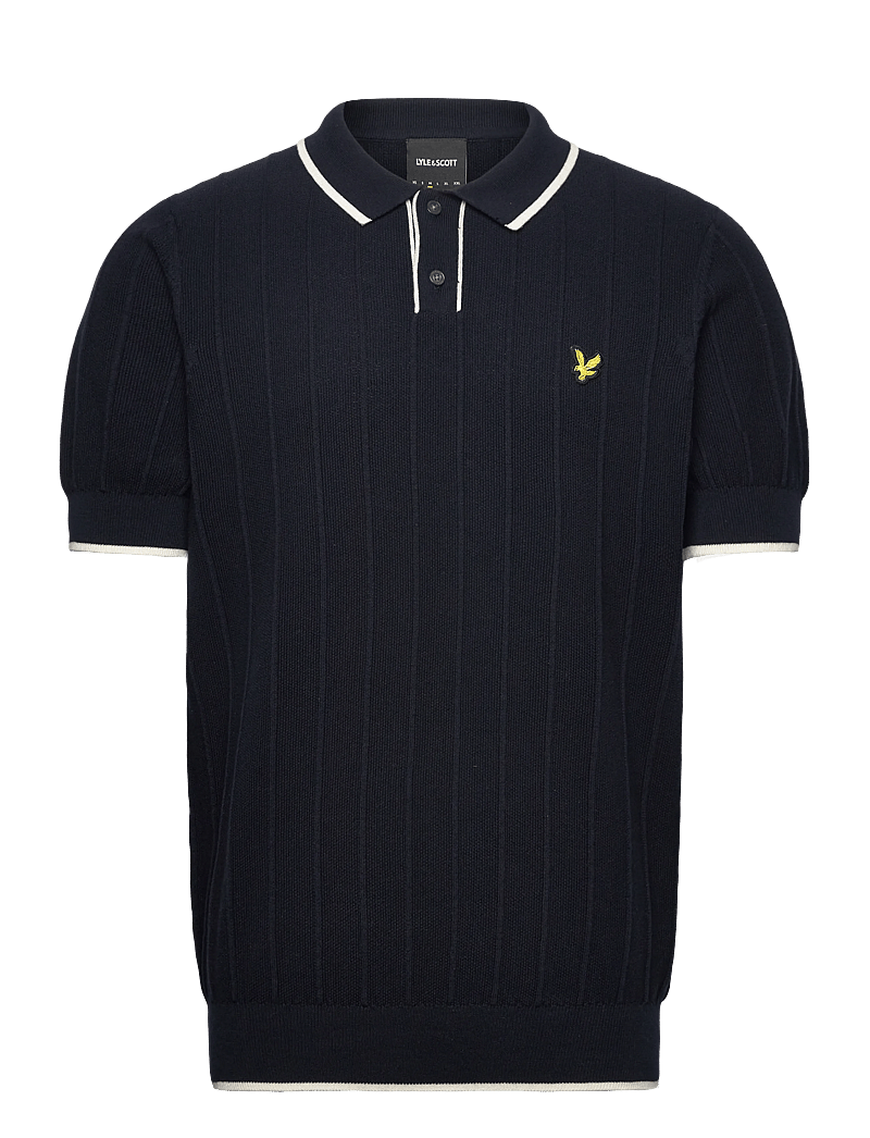 Lyle & Scott - Tipped Pique Knitted Polo - stickade pikéer - z271 dark navy - 0