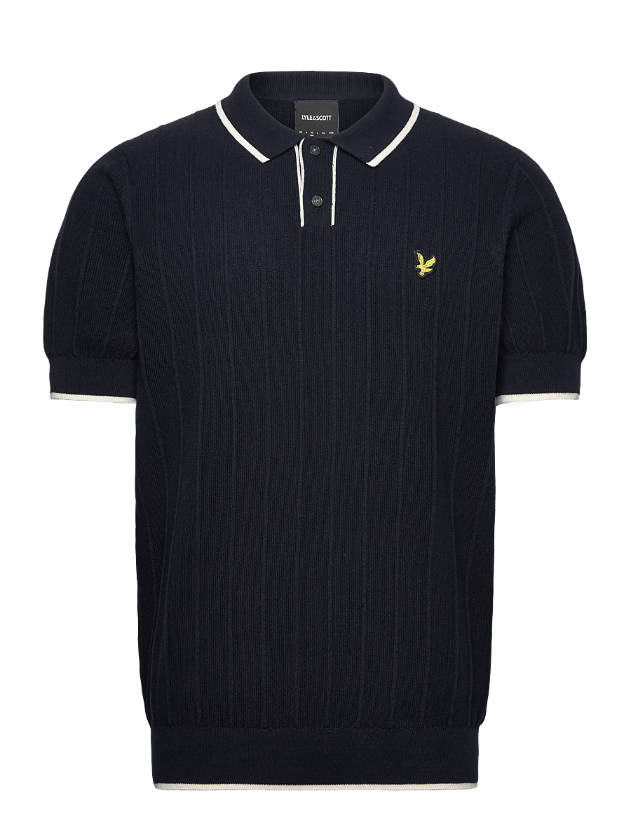 Lyle & Scott - Tipped Pique Knitted Polo - kootud polosärgid - z271 dark navy - 1