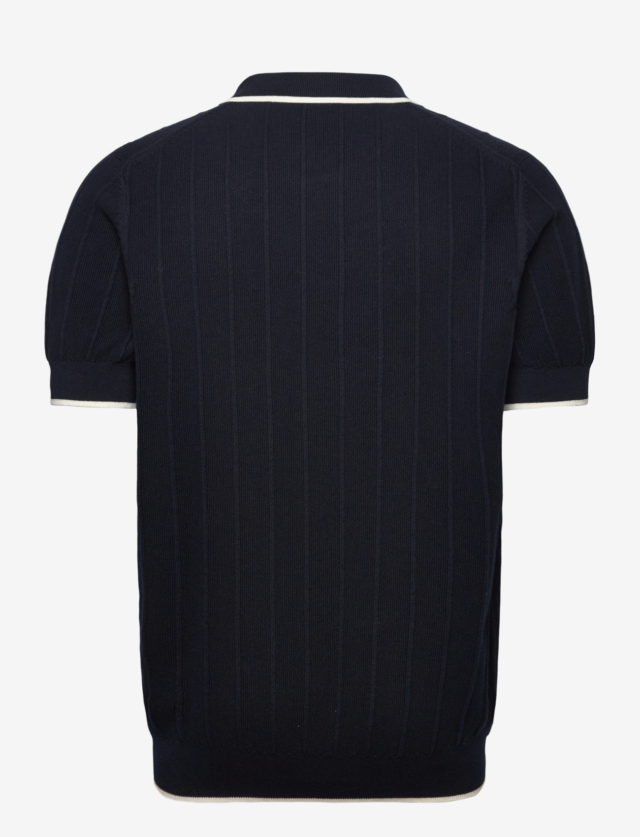 Lyle & Scott - Tipped Pique Knitted Polo - stickade pikéer - z271 dark navy - 1