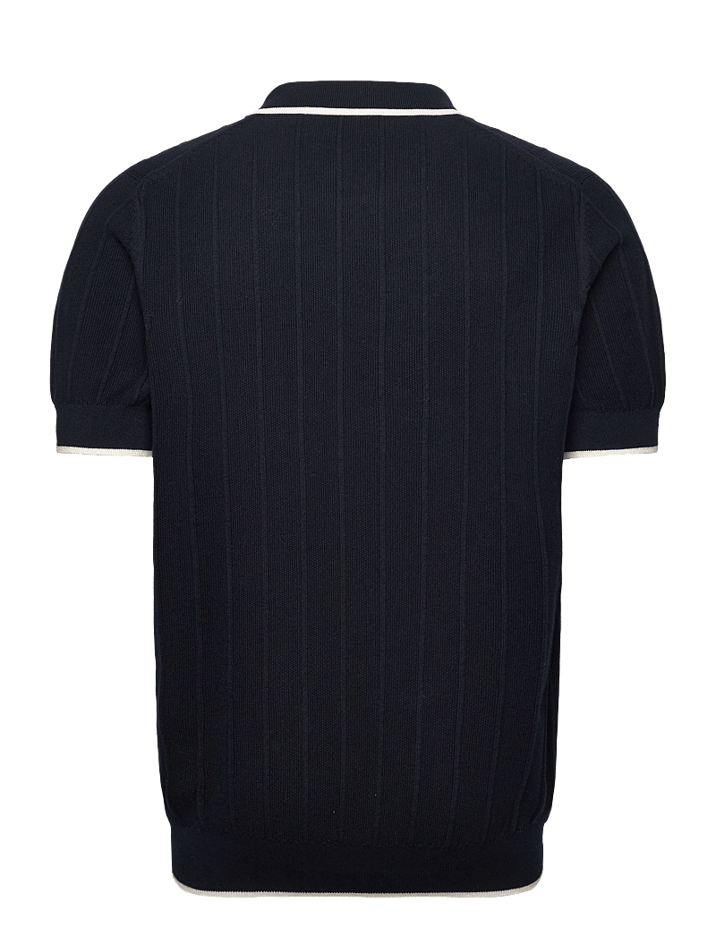 Lyle & Scott - Tipped Pique Knitted Polo - stickade pikéer - z271 dark navy - 1