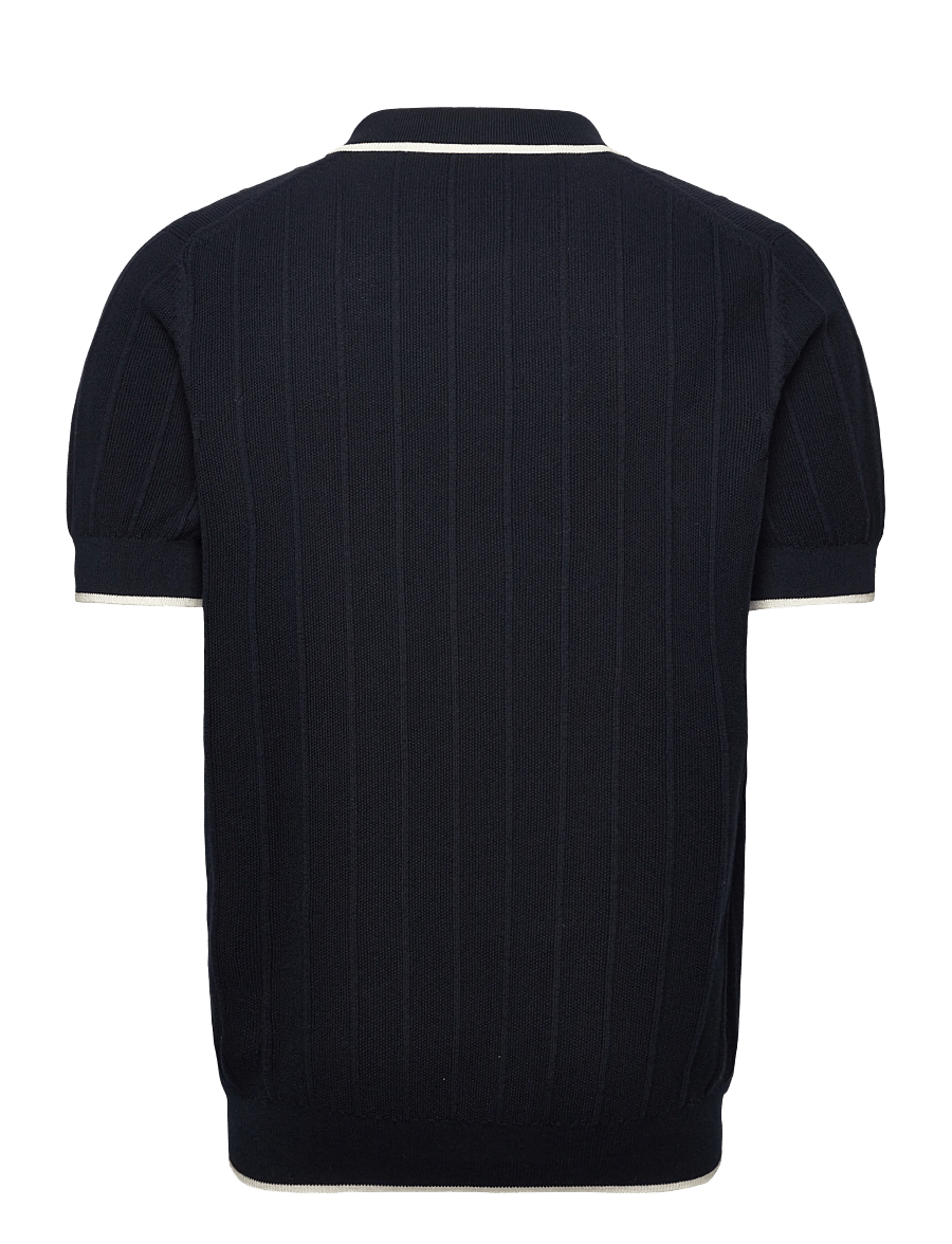 Lyle & Scott - Tipped Pique Knitted Polo - kootud polosärgid - z271 dark navy - 2