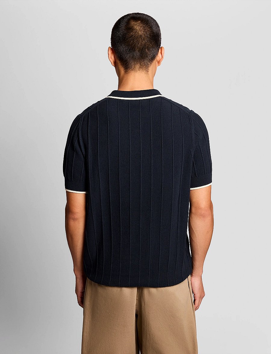 Lyle & Scott - Tipped Pique Knitted Polo - kootud polosärgid - z271 dark navy - 3