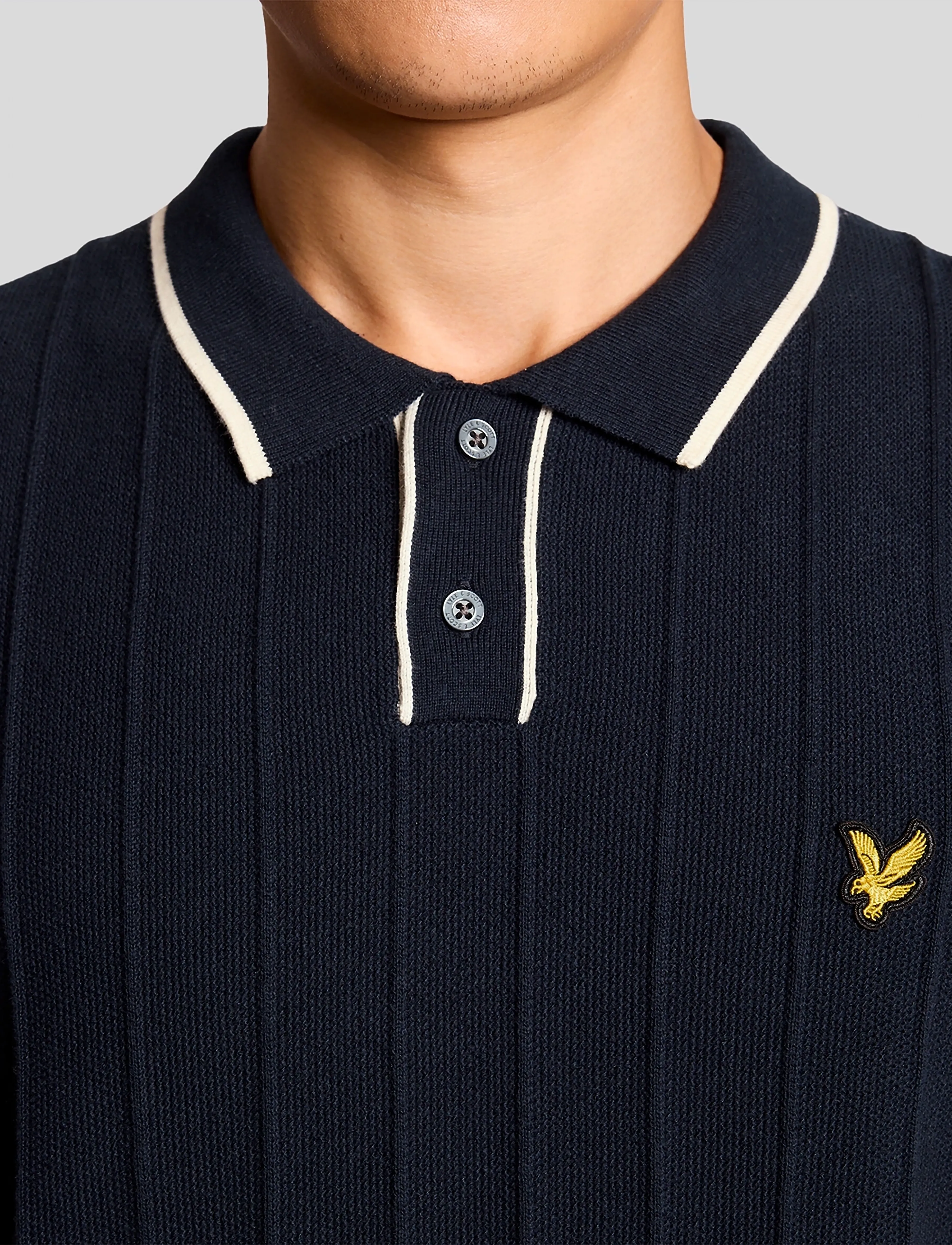 Lyle & Scott - Tipped Pique Knitted Polo - kootud polosärgid - z271 dark navy - 4