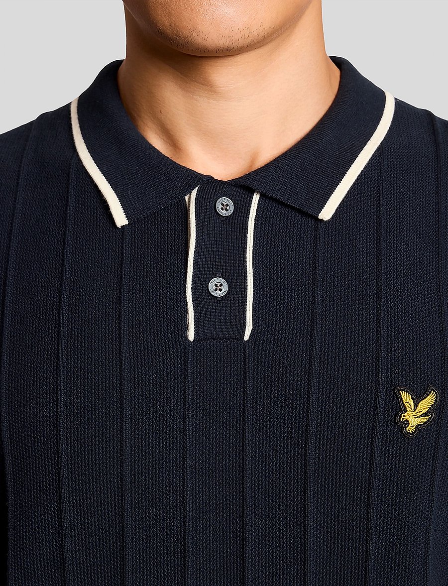 Lyle & Scott - Tipped Pique Knitted Polo - kootud polosärgid - z271 dark navy - 4