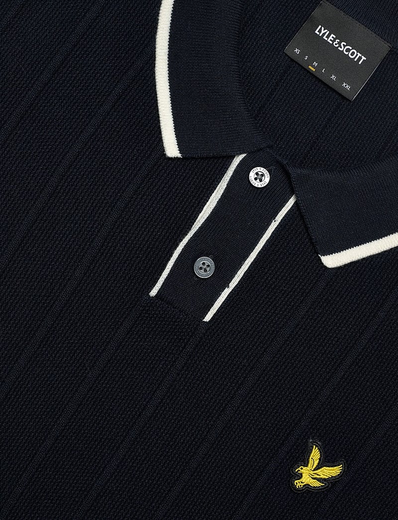 Lyle & Scott - Tipped Pique Knitted Polo - stickade pikéer - z271 dark navy - 2