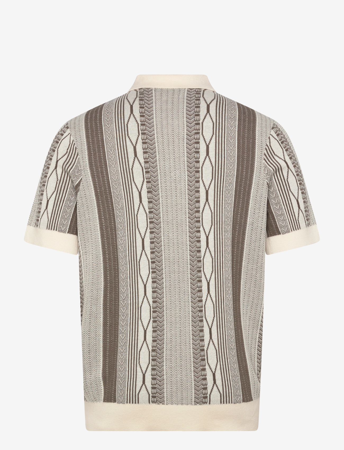 Lyle & Scott - Brocade Jacquard Short Sleeve Knitted Shirt - trikotažiniai polo marškinėliai - ice cream/ khaki ash - 2