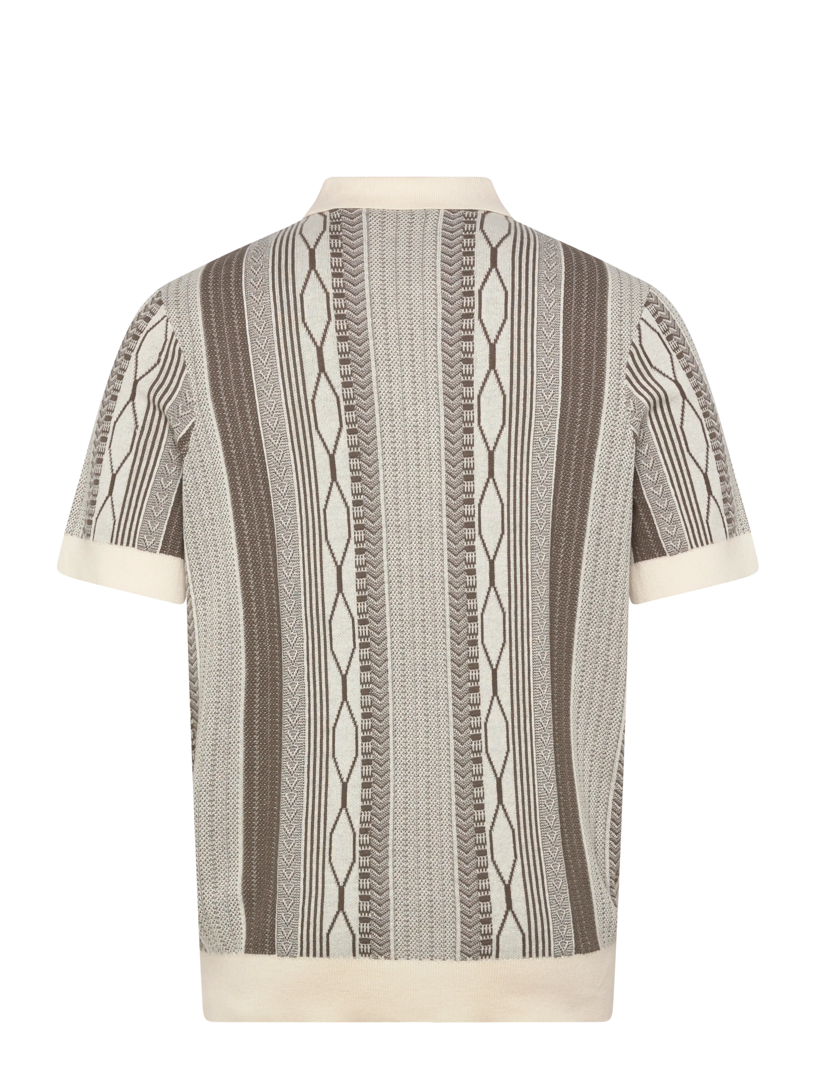 Lyle & Scott - Brocade Jacquard Short Sleeve Knitted Shirt - gestrickte polohemden - ice cream/ khaki ash - 2