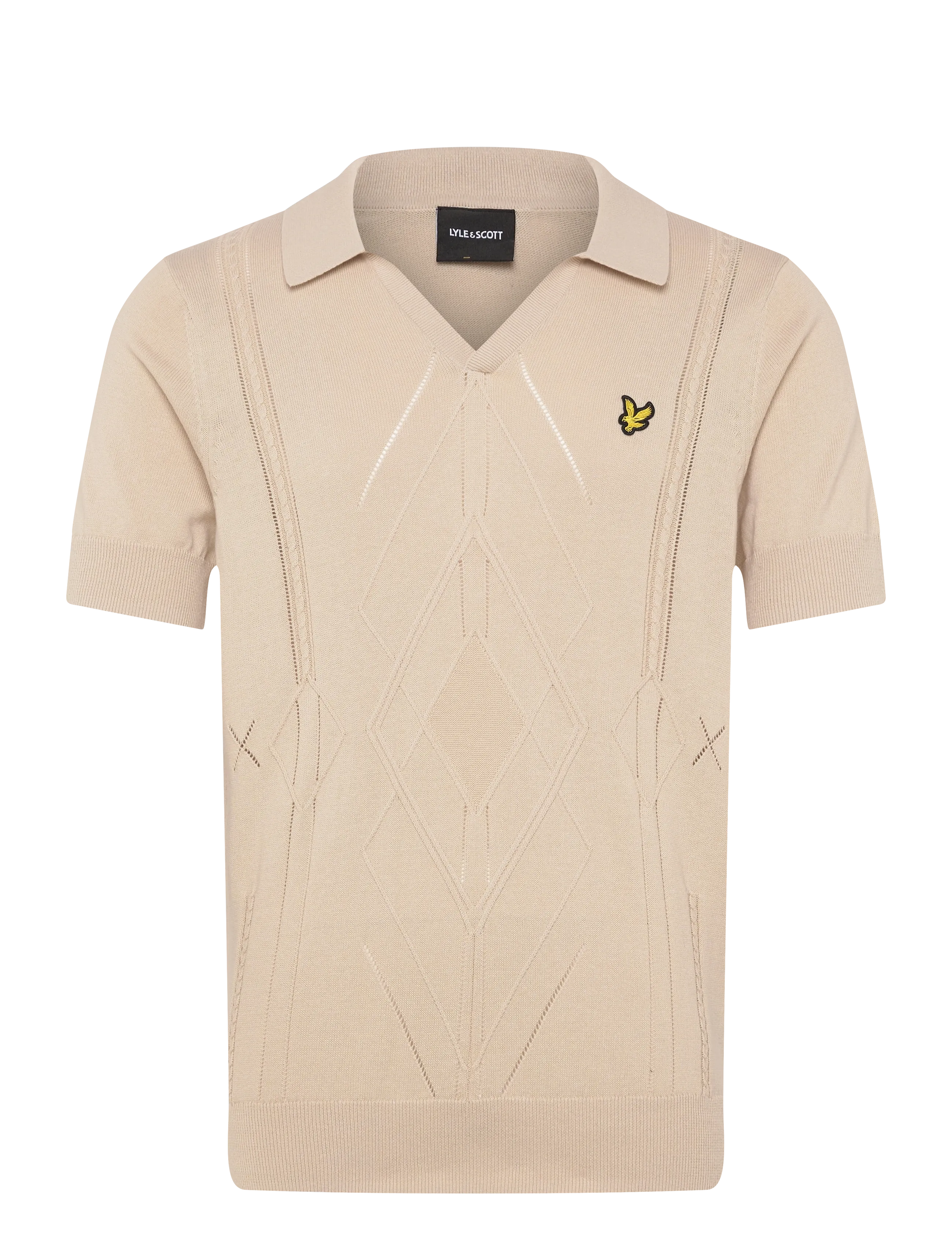 Lyle & Scott Argyle Knitted Polo - Knitwear - W870 COVE / cream