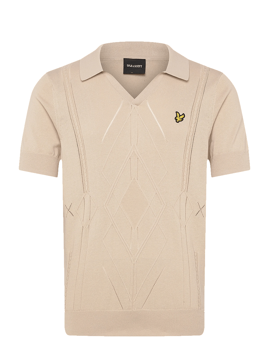 Lyle & Scott - Argyle Knitted Polo - langärmlige strick-polohemden - w870 cove - 1