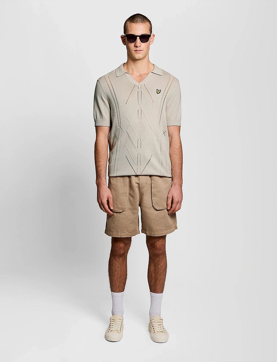 Lyle & Scott - Argyle Knitted Polo - langärmlige strick-polohemden - w870 cove - 5