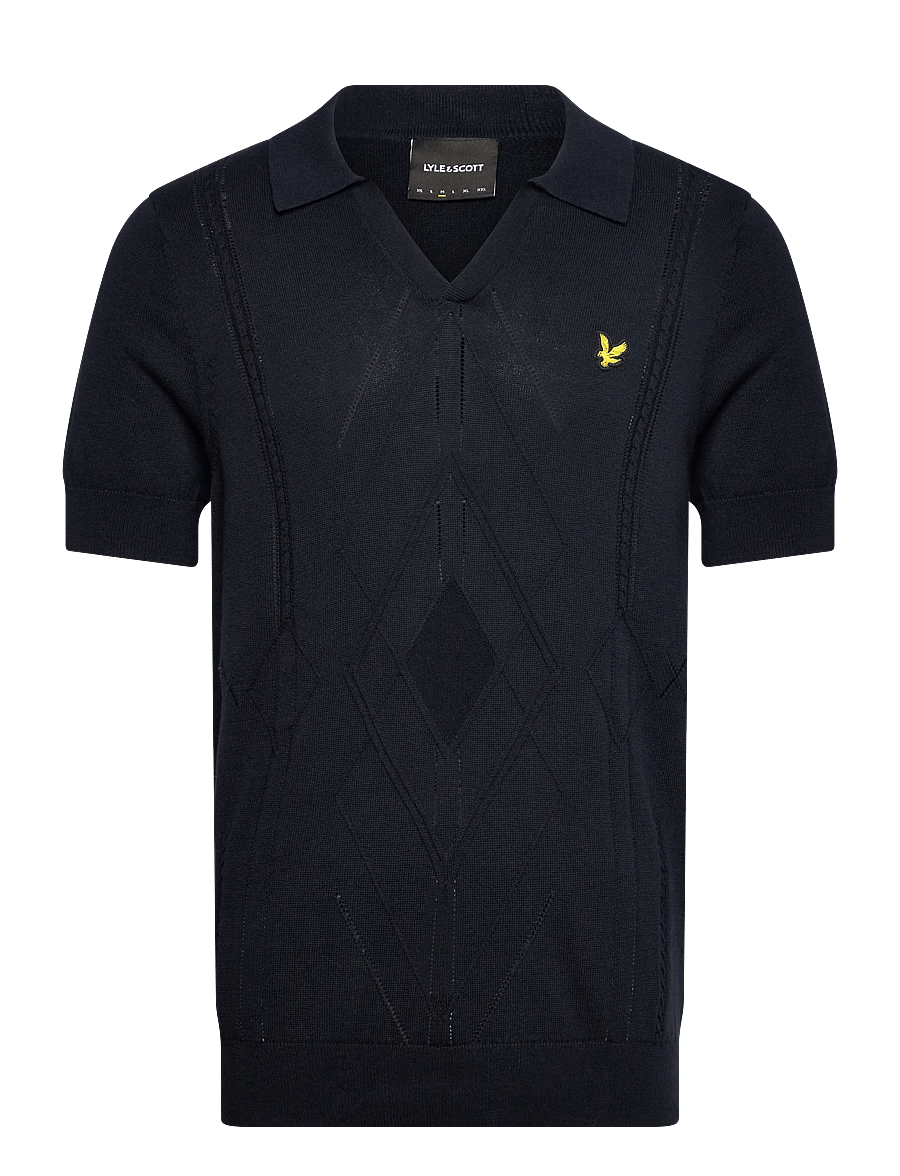 Lyle & Scott - Argyle Knitted Polo - geweven polo's - z271 dark navy - 1