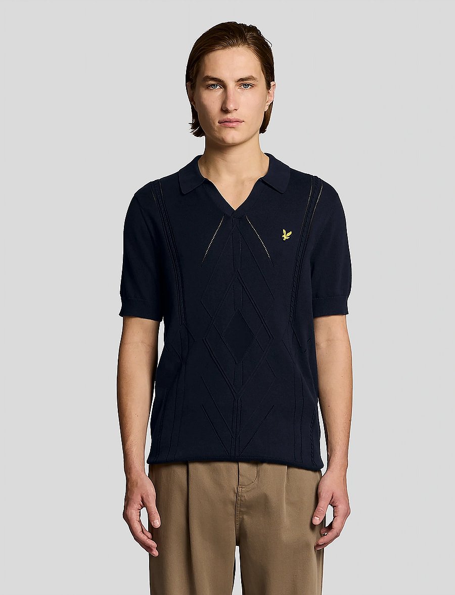 Lyle & Scott - Argyle Knitted Polo - geweven polo's - z271 dark navy - 0