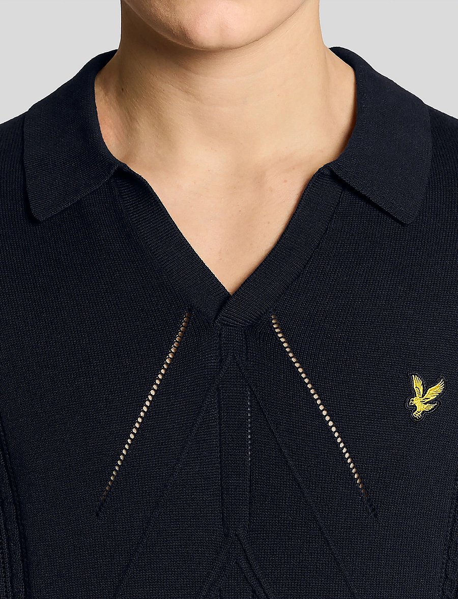 Lyle & Scott - Argyle Knitted Polo - geweven polo's - z271 dark navy - 4