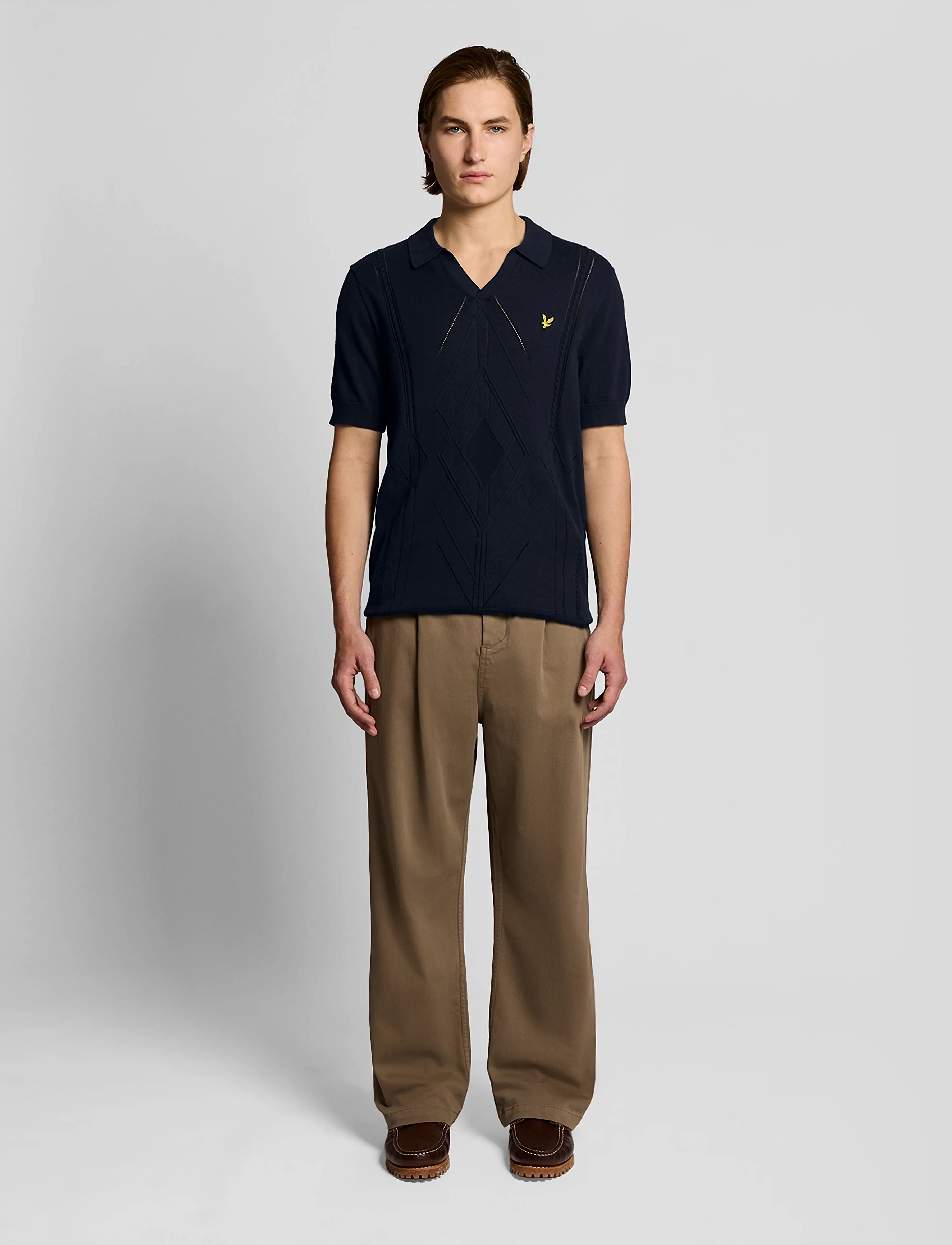 Lyle & Scott - Argyle Knitted Polo - knitted polos - z271 dark navy - 5
