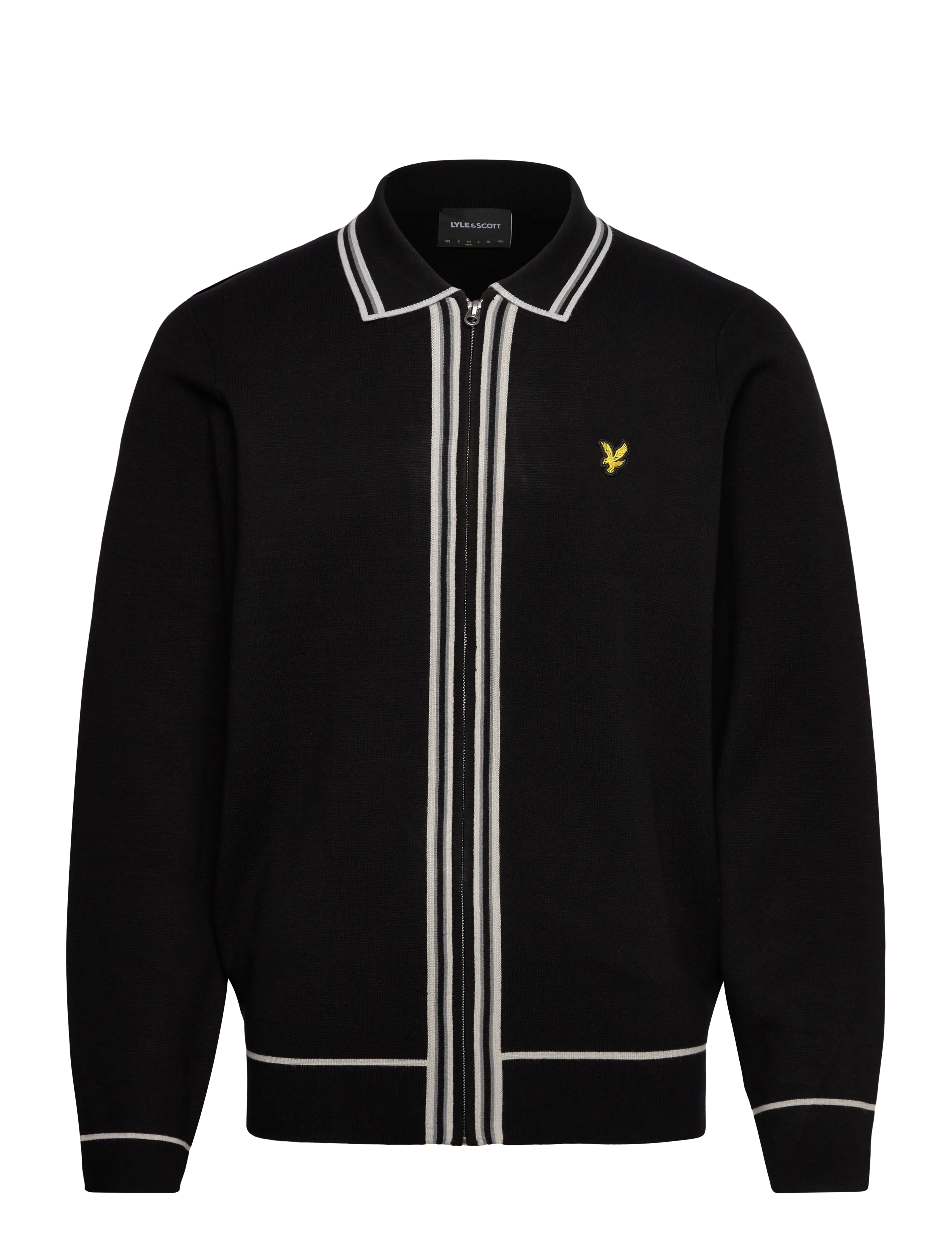 Lyle & Scott Tipped Knitted Zip Through Jacket - Vindjakker - Z865 JET BLACK / black