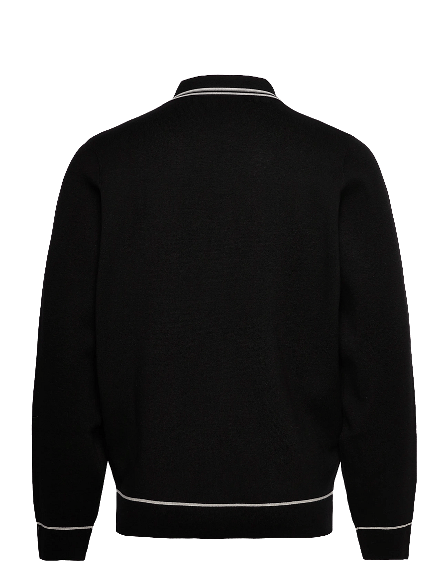 Lyle & Scott - Tipped Knitted Zip Through Jacket - efterårsjakker - z865 jet black - 2