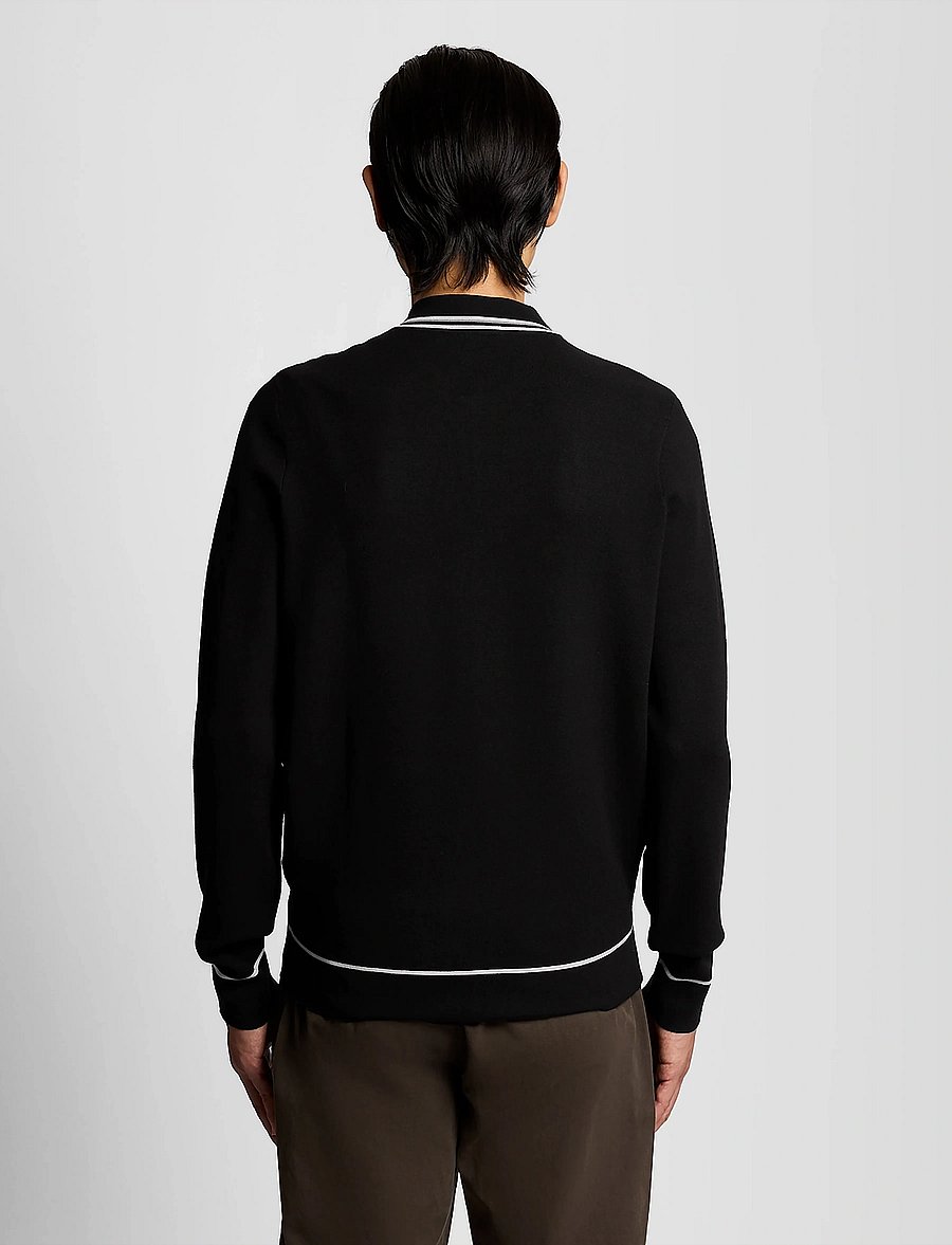 Lyle & Scott - Tipped Knitted Zip Through Jacket - efterårsjakker - z865 jet black - 3