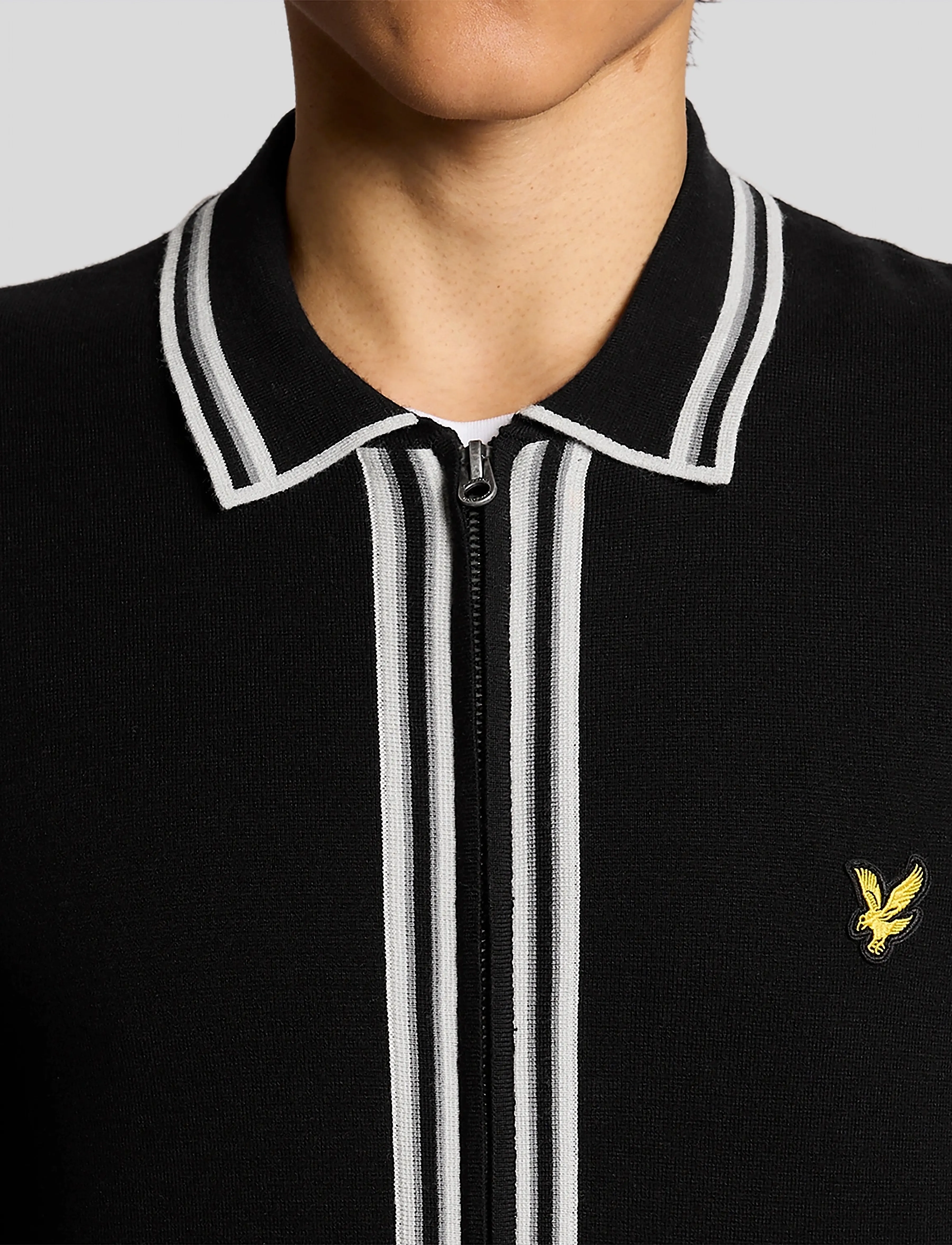 Tipped Knitted Zip Through Jacket 5