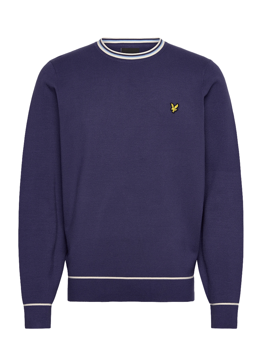 Lyle & Scott - Tipped Knitted Crew Neck Jumper - Ümara kaelusega - y125 rich navy - 1