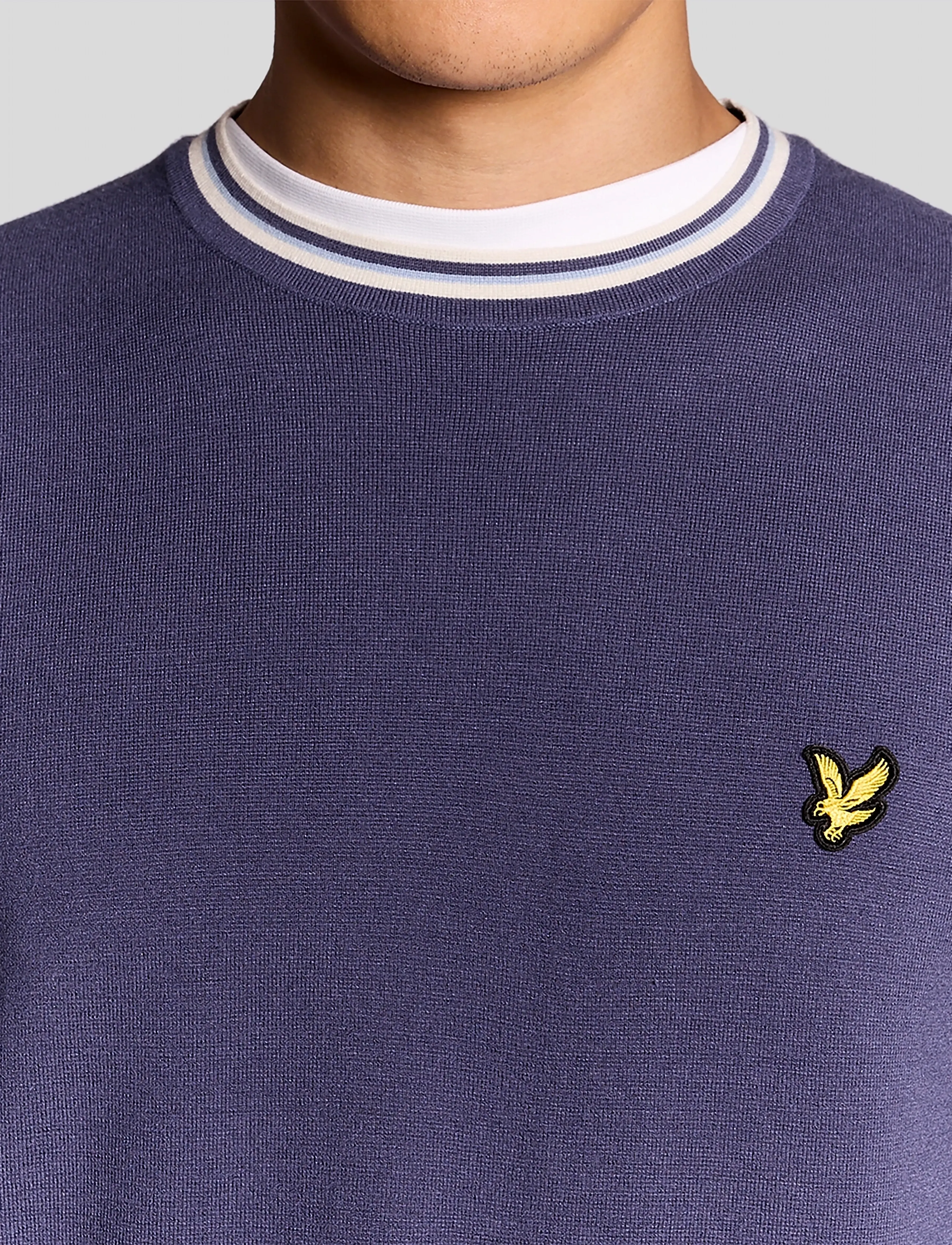 Lyle & Scott - Tipped Knitted Crew Neck Jumper - round necks - y125 rich navy - 4