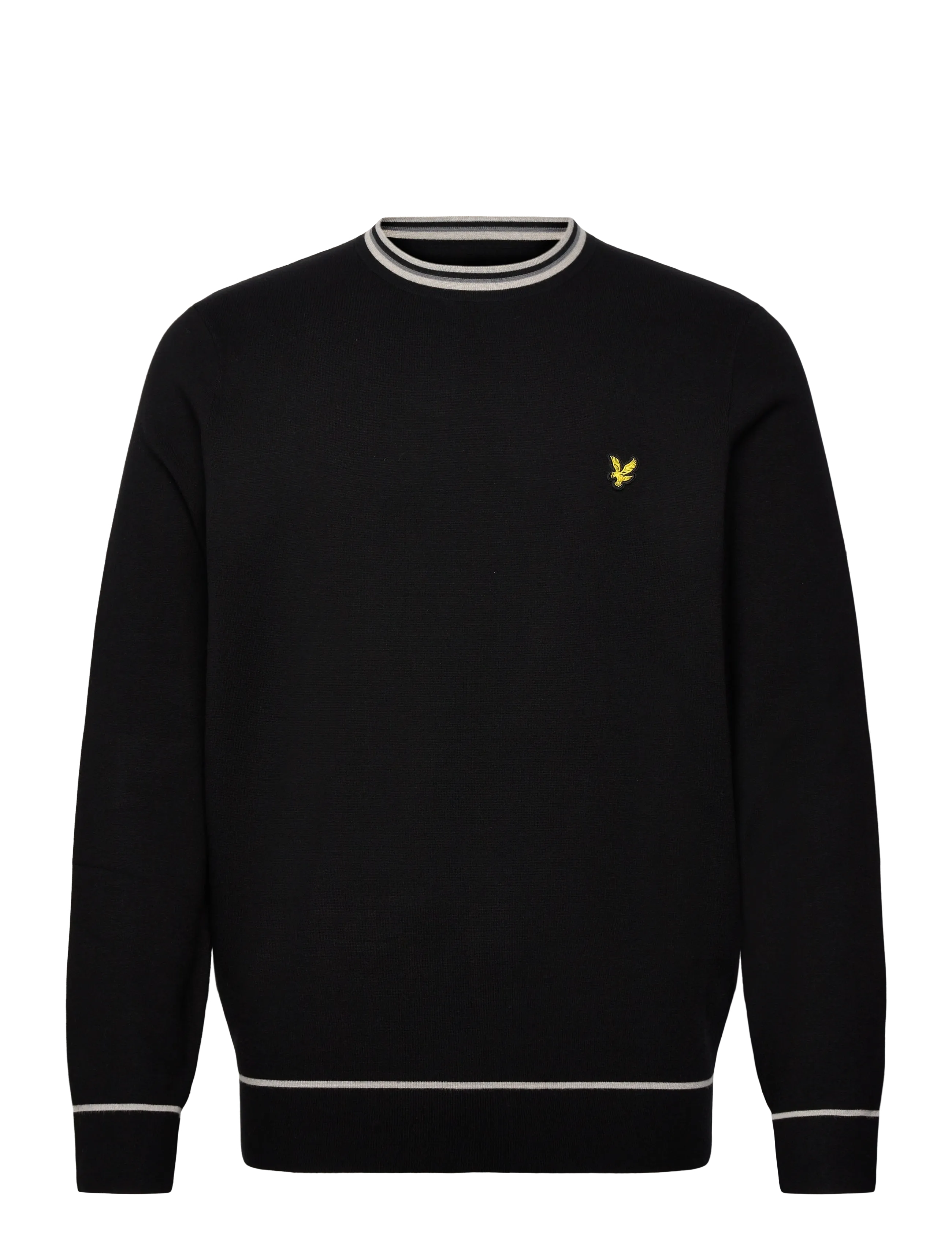 Lyle & Scott Tipped Knitted Crew Neck Jumper - Strickmode - Z865 JET BLACK / black