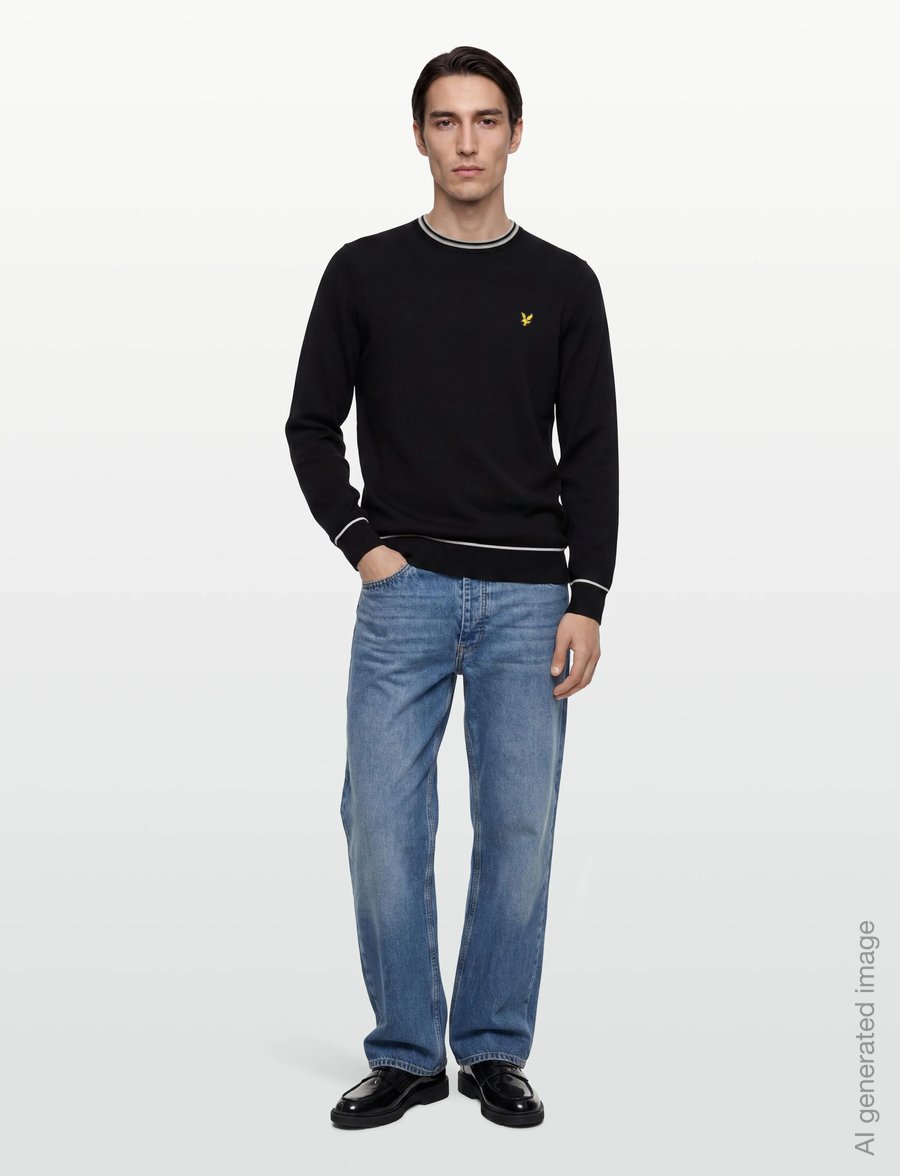 Lyle & Scott - Tipped Knitted Crew Neck Jumper - rundhals - z865 jet black - 0