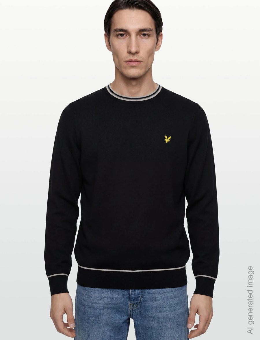 Lyle & Scott - Tipped Knitted Crew Neck Jumper - rundhals - z865 jet black - 3