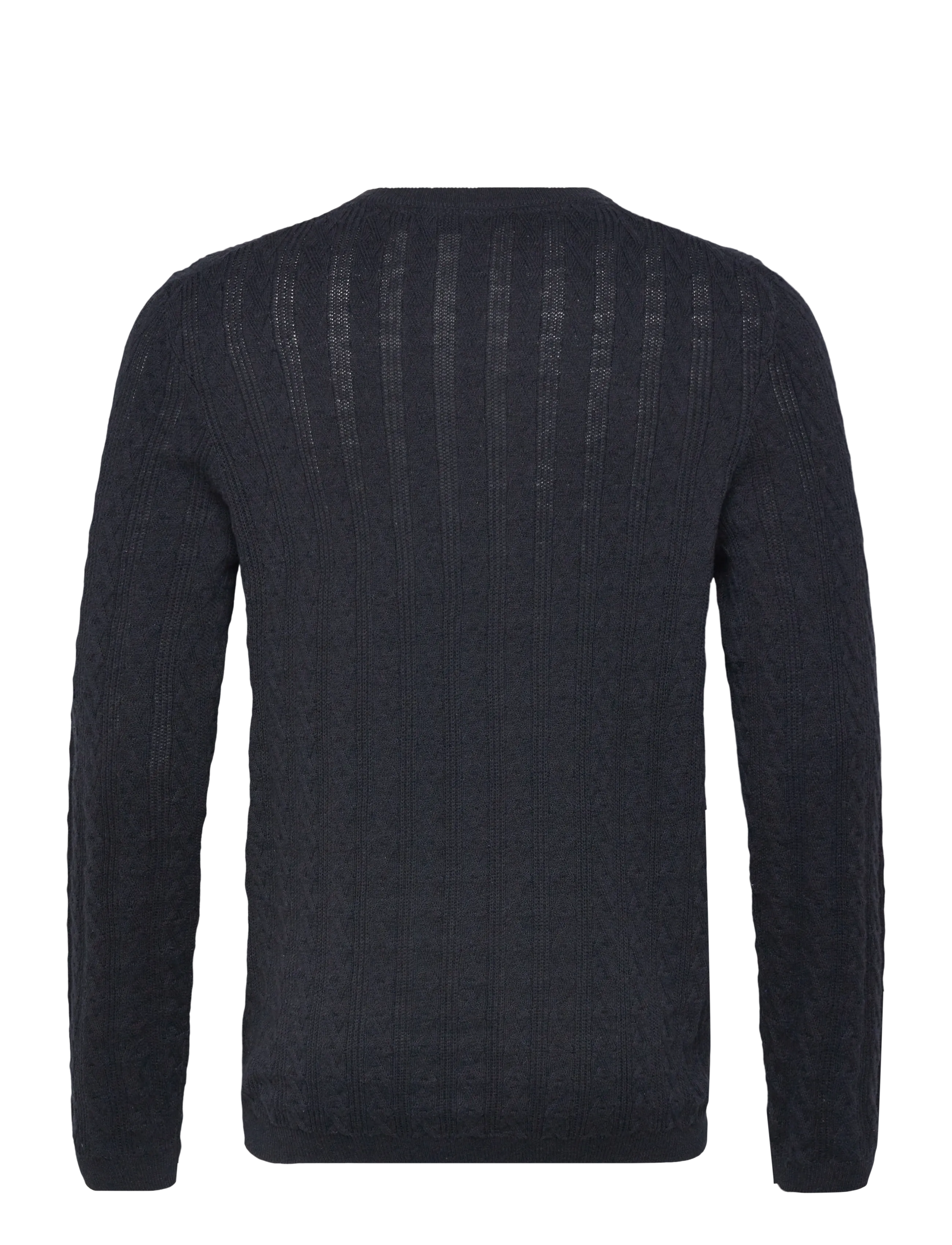 Lyle & Scott - Linen Blend Long Sleeve Jumper - round necks - z56 dark navy marl - 2