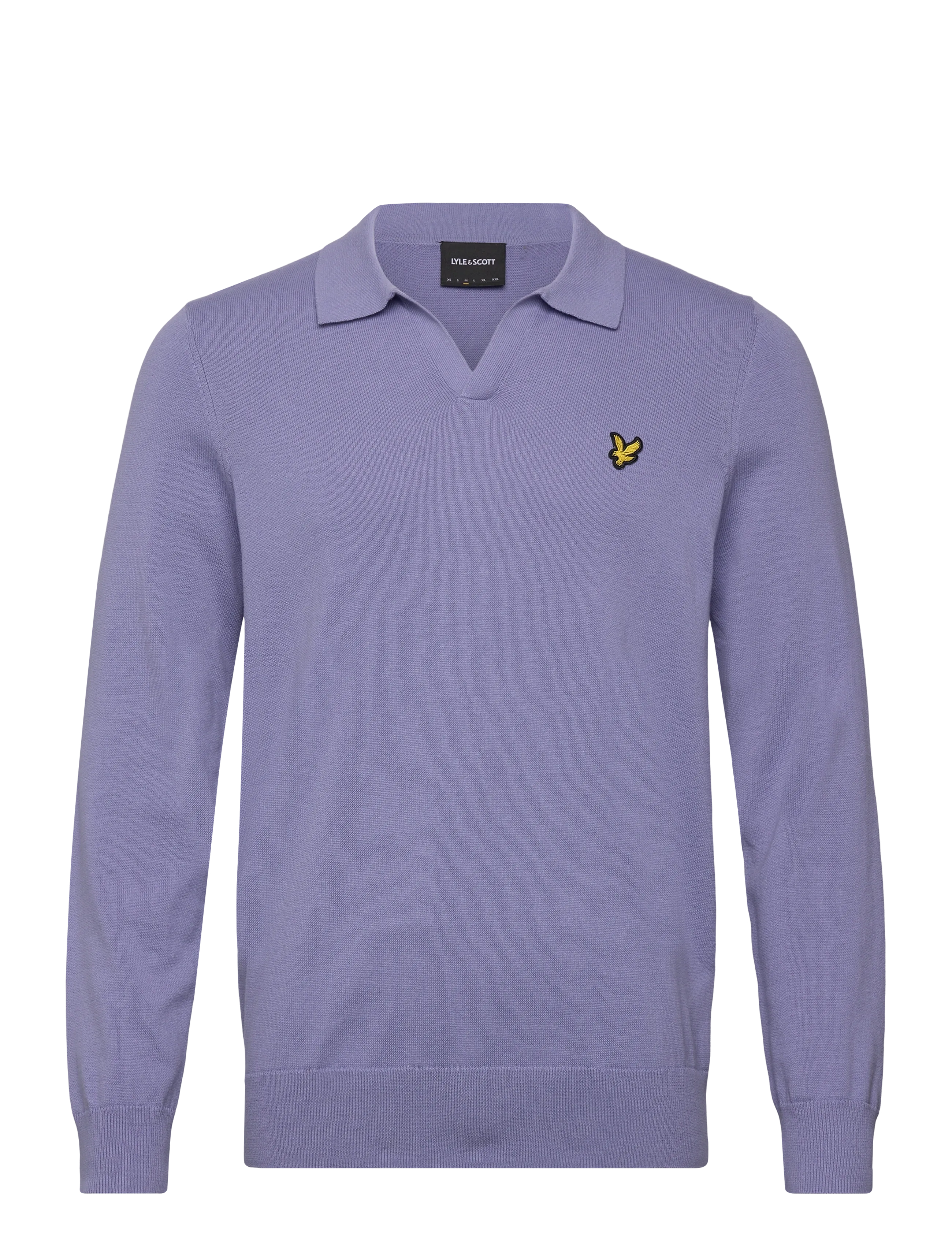 Lyle & Scott Cotton Long Sleeve Polo Collar Jumper - Strik - Y128 BUBBLE BLUE / purple