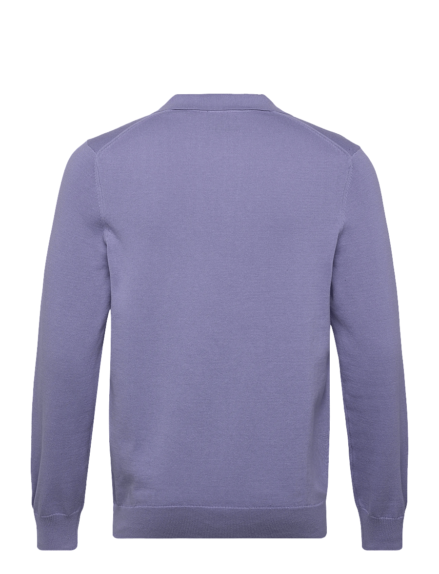 Lyle & Scott - Cotton Long Sleeve Polo Collar Jumper - langärmelige gestrickte polohemden - y128 bubble blue - 2