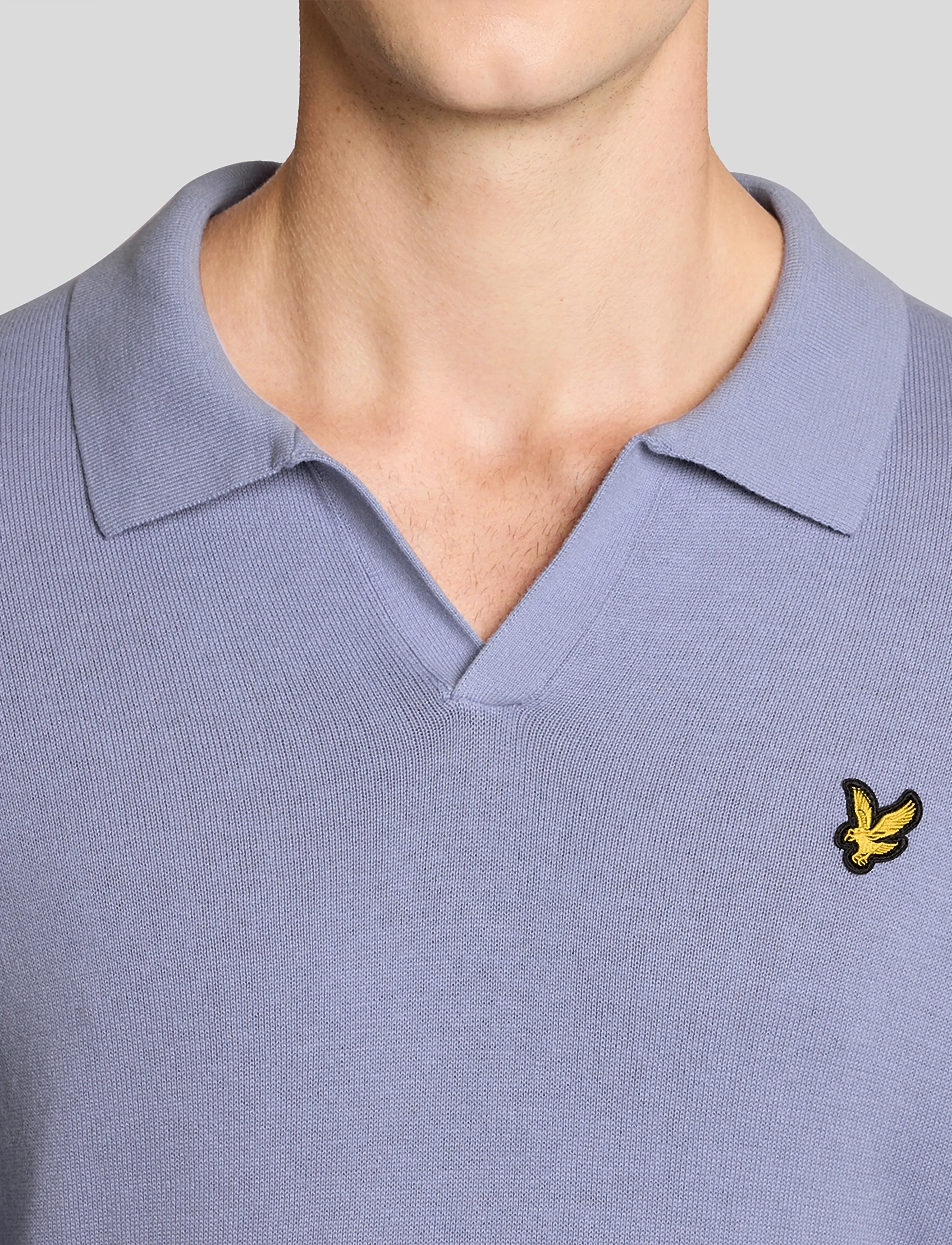 Lyle & Scott - Cotton Long Sleeve Polo Collar Jumper - poloer i strik med lange ærmer - y128 bubble blue - 4