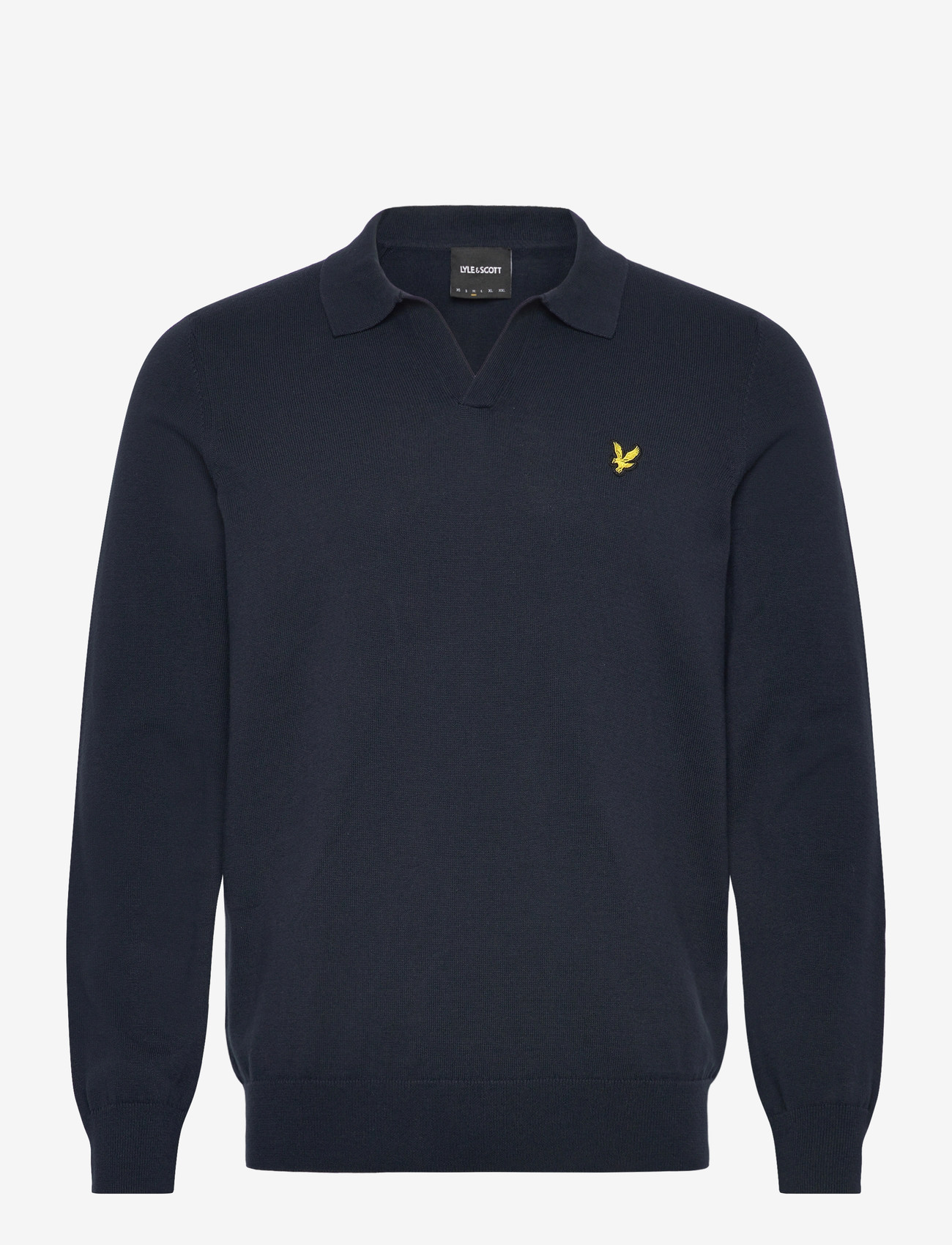 Lyle & Scott - Cotton Long Sleeve Polo Collar Jumper - knitted polos - z271 dark navy - 0