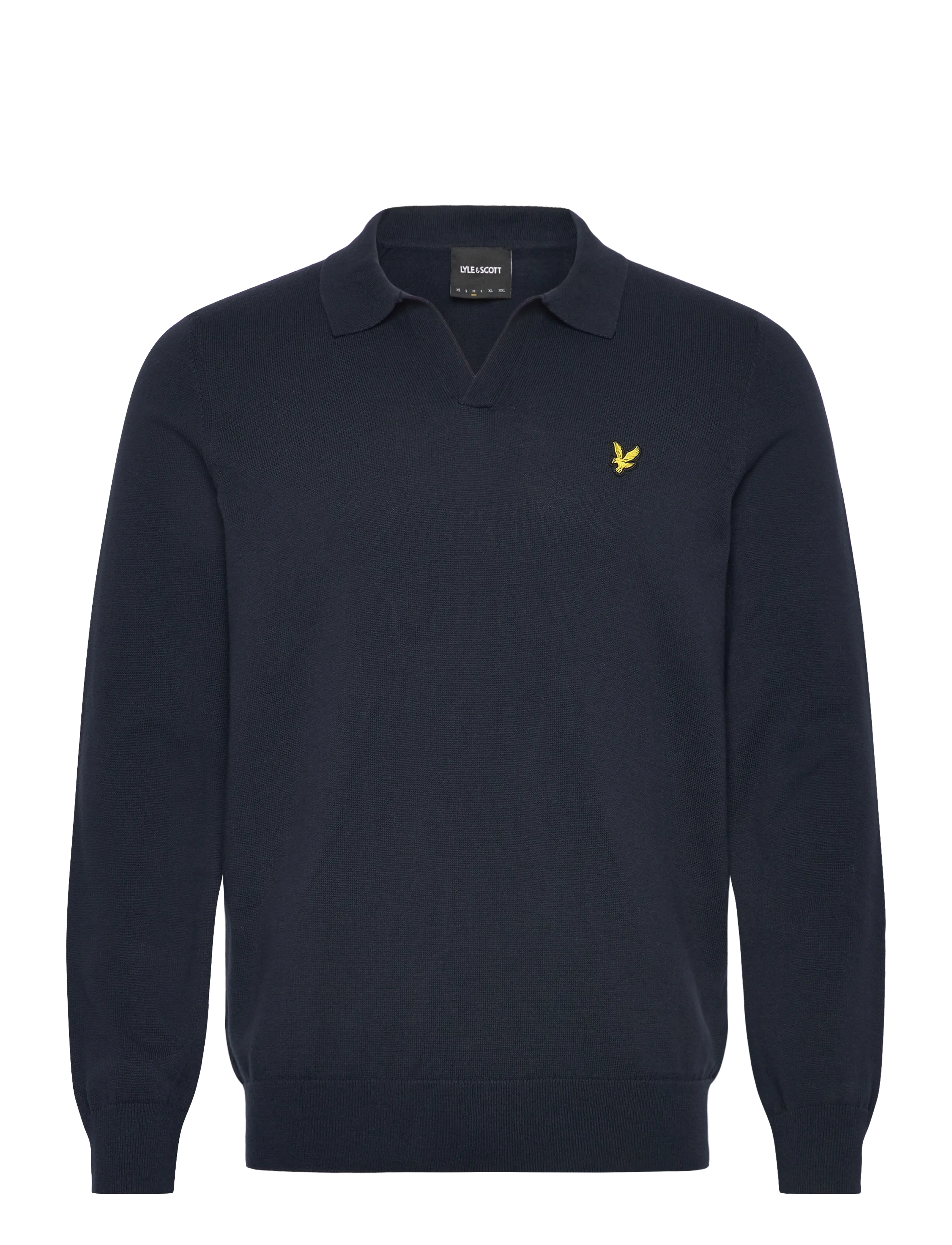 Lyle & Scott Cotton Long Sleeve Polo Collar Jumper - Poloer i strik med lange ærmer - Z271 DARK NAVY / navy