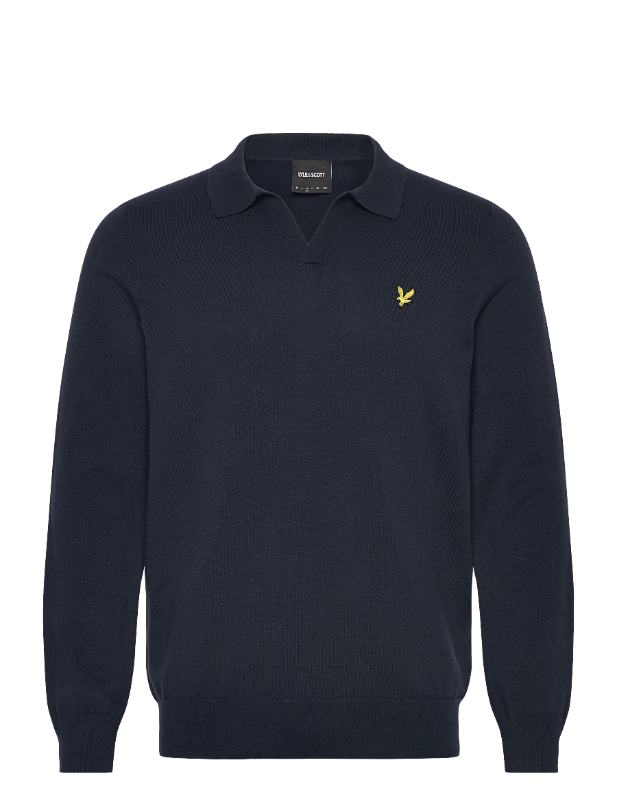 Lyle & Scott - Cotton Long Sleeve Polo Collar Jumper - trikotažiniai polo marškinėliai ilgomis rankovėmis - z271 dark navy - 1