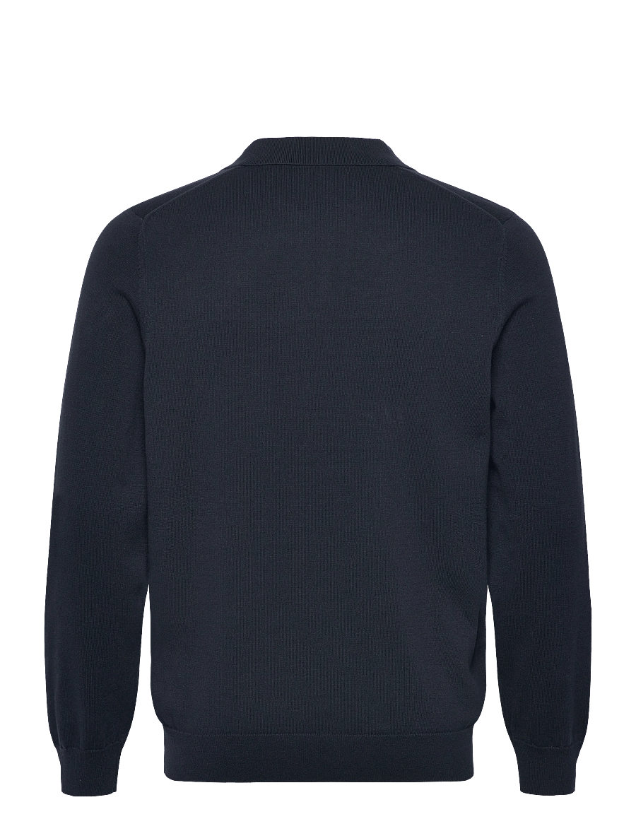Lyle & Scott - Cotton Long Sleeve Polo Collar Jumper - trikotažiniai polo marškinėliai ilgomis rankovėmis - z271 dark navy - 2