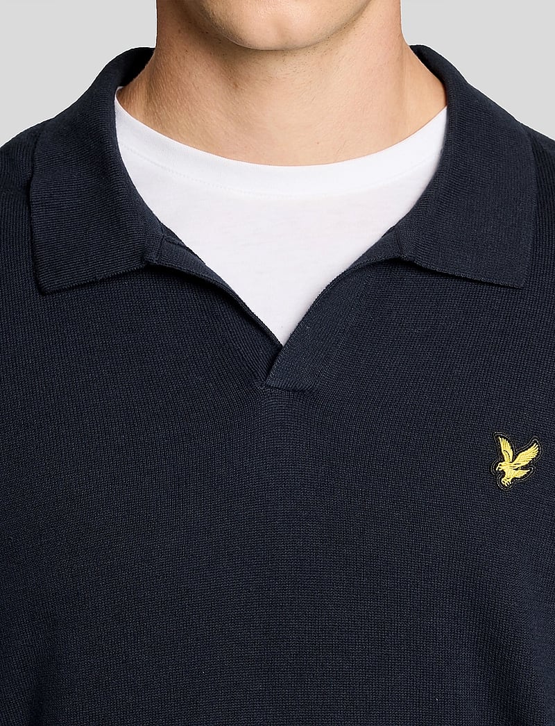Lyle & Scott - Cotton Long Sleeve Polo Collar Jumper - stickade pikéer - z271 dark navy - 5