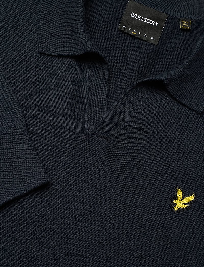 Lyle & Scott - Cotton Long Sleeve Polo Collar Jumper - knitted polos - z271 dark navy - 2