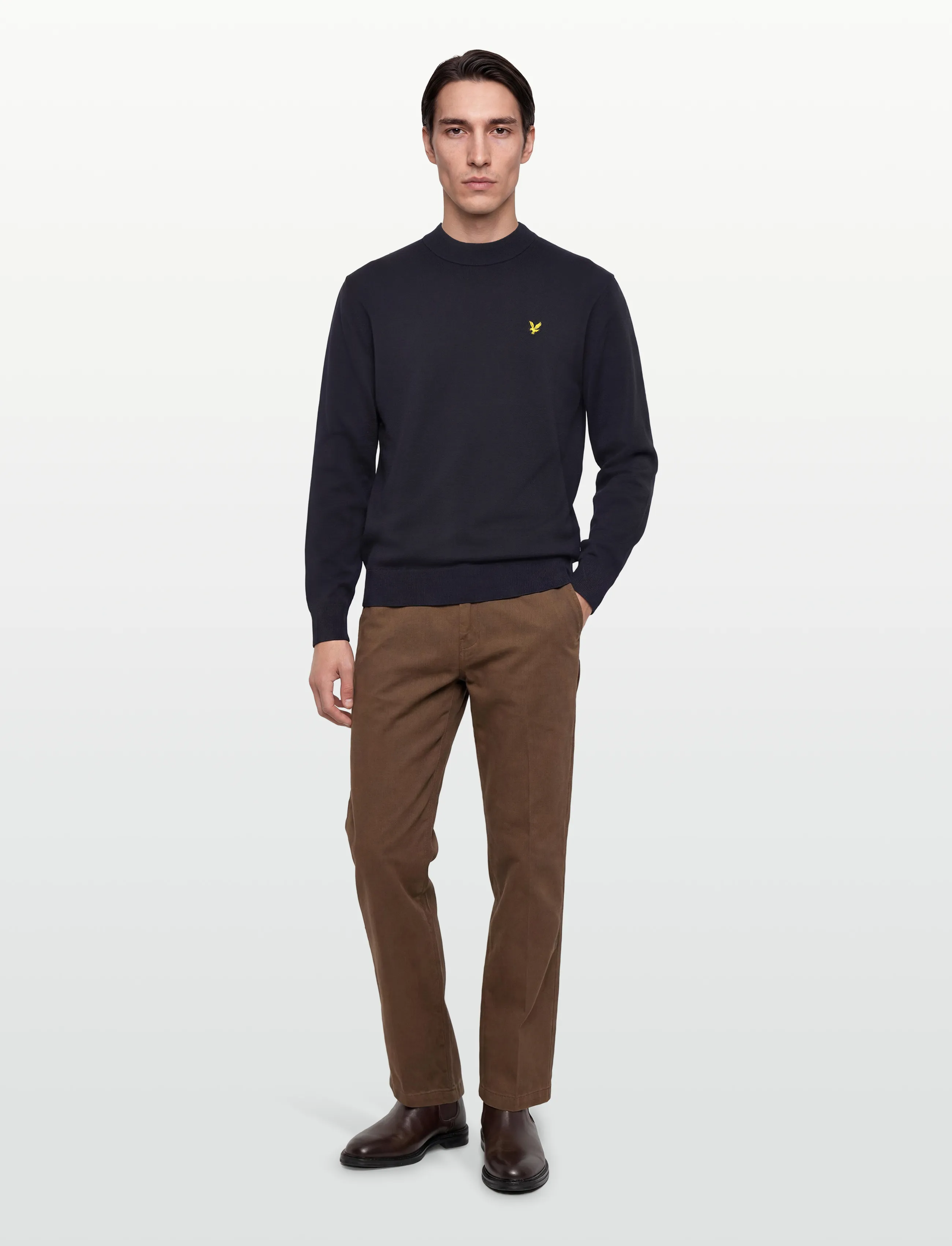 Lyle & Scott Relaxed Mock Neck Jumper, Mænd, Mock Neck Jumper, Navy, Str: XL