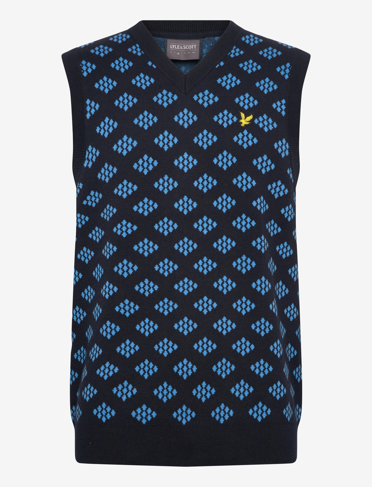 Lyle & Scott - Golf V Neck Cotton Argyle Vest - kootud vestid - z271 dark navy - 0