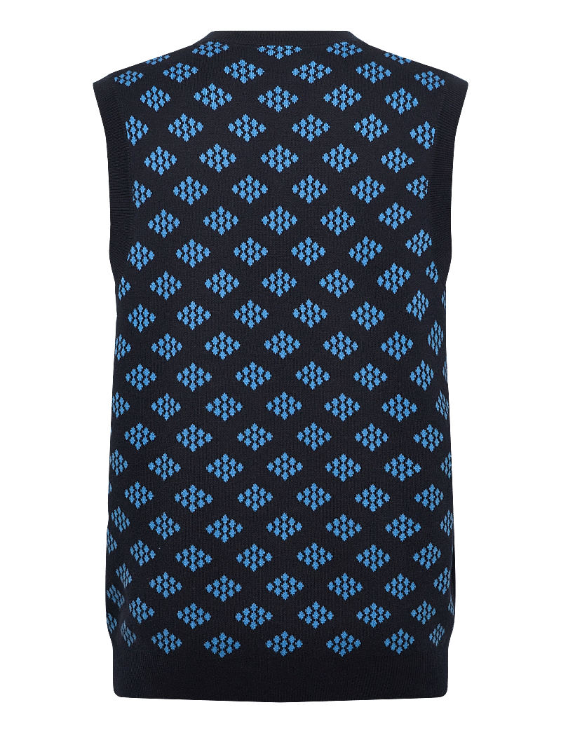 Lyle & Scott - Golf V Neck Cotton Argyle Vest - kootud vestid - z271 dark navy - 1