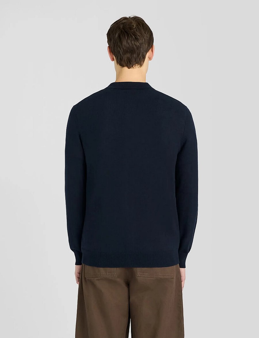 Lyle & Scott - Cotton Merino Knitted Shirt - koftor - dark navy - 3