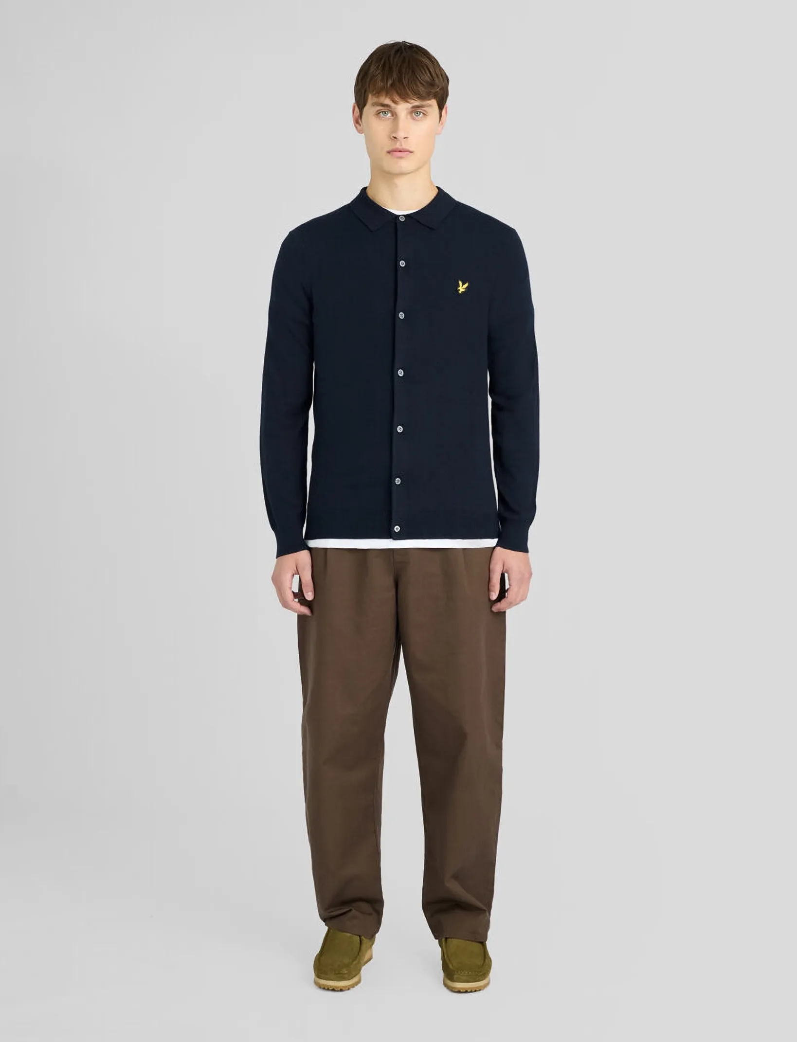 Lyle & Scott - Cotton Merino Knitted Shirt - herbstliche kleidung - dark navy - 4