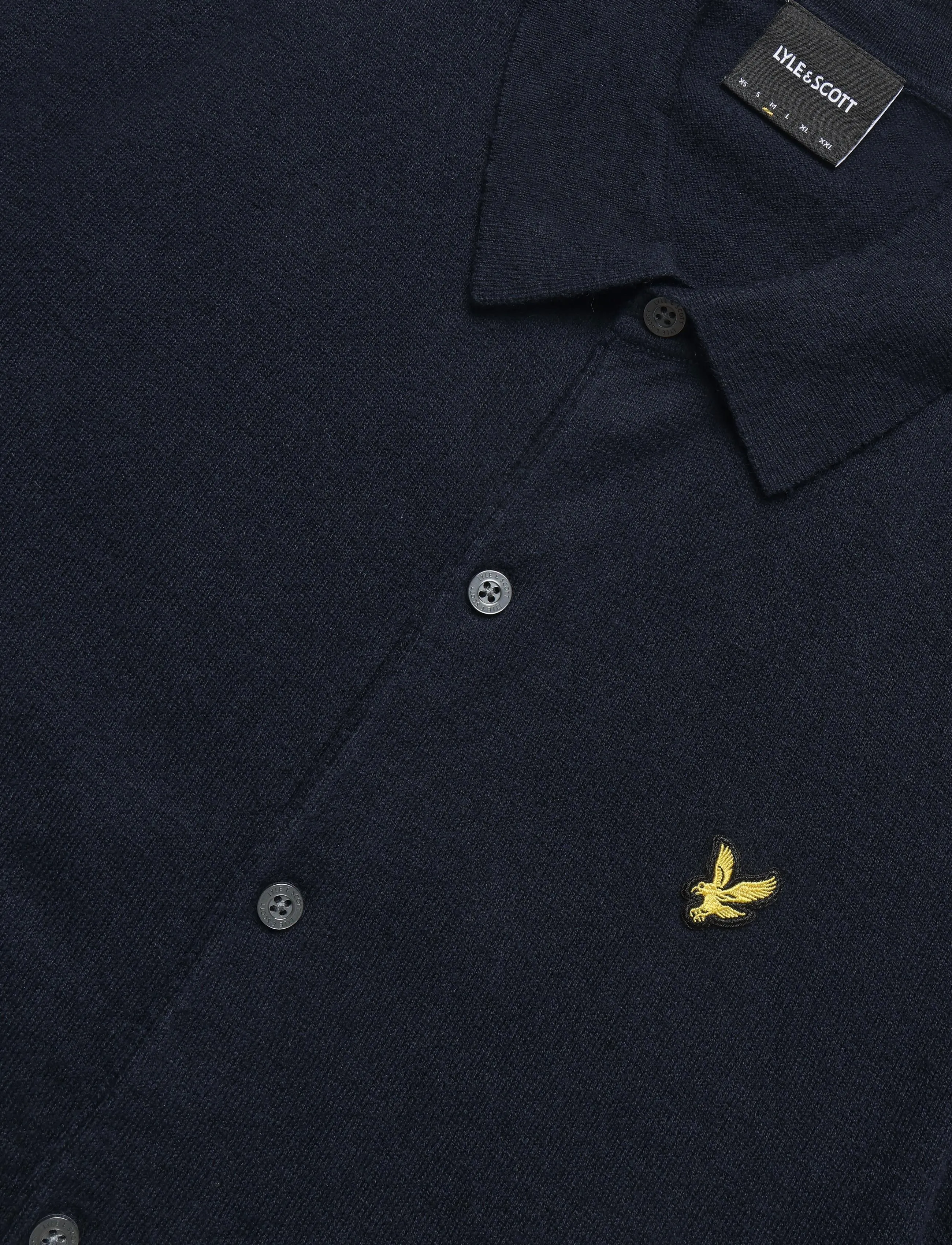Lyle & Scott - Cotton Merino Knitted Shirt - koftor - dark navy - 2