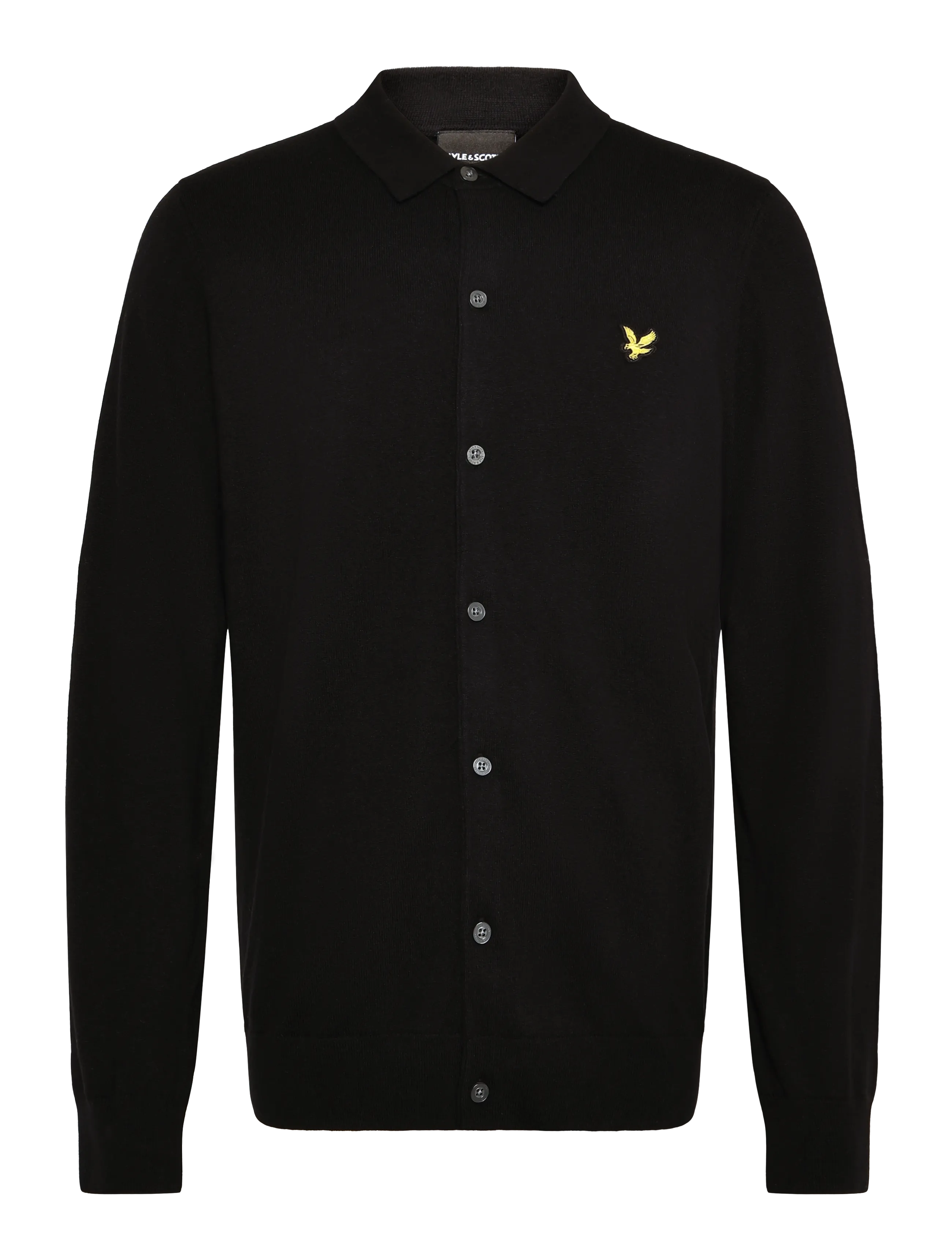 Lyle & Scott Cotton Merino Knitted Shirt - Lyle & Scott - JET BLACK / black